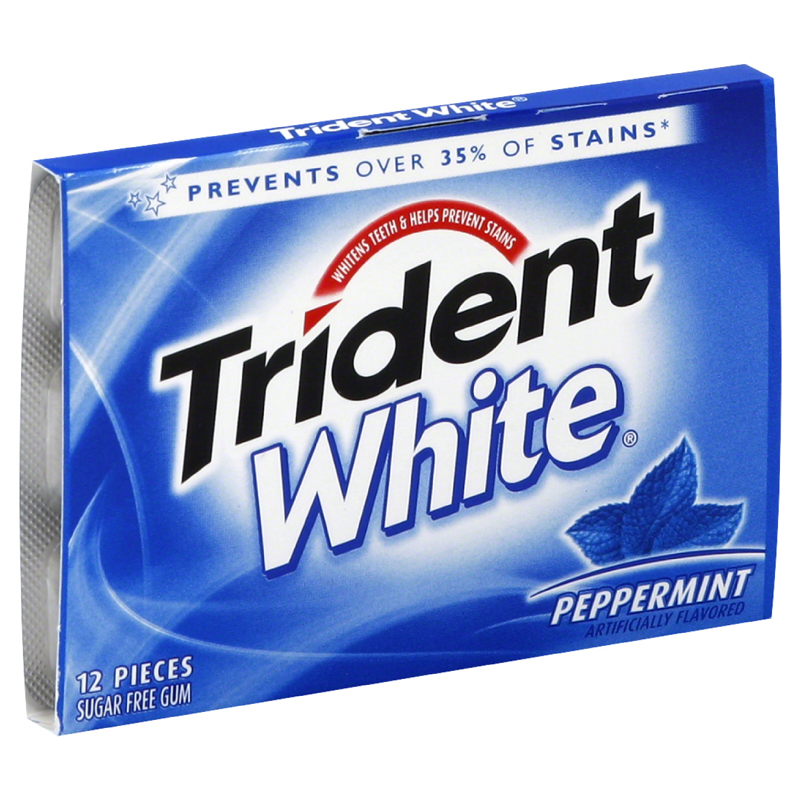 Trident White Gum, Sugar Free, Peppermint, 12 pieces
