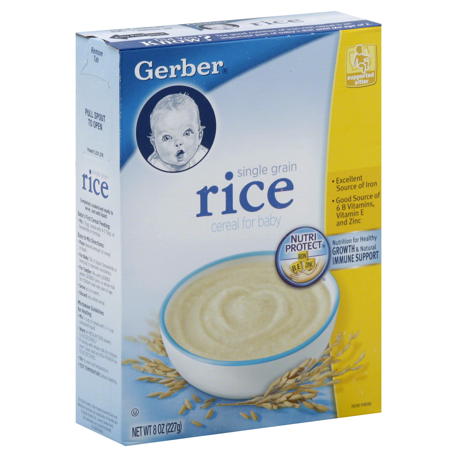 Gerber Cereal For Baby Single Grain Rice 8 oz