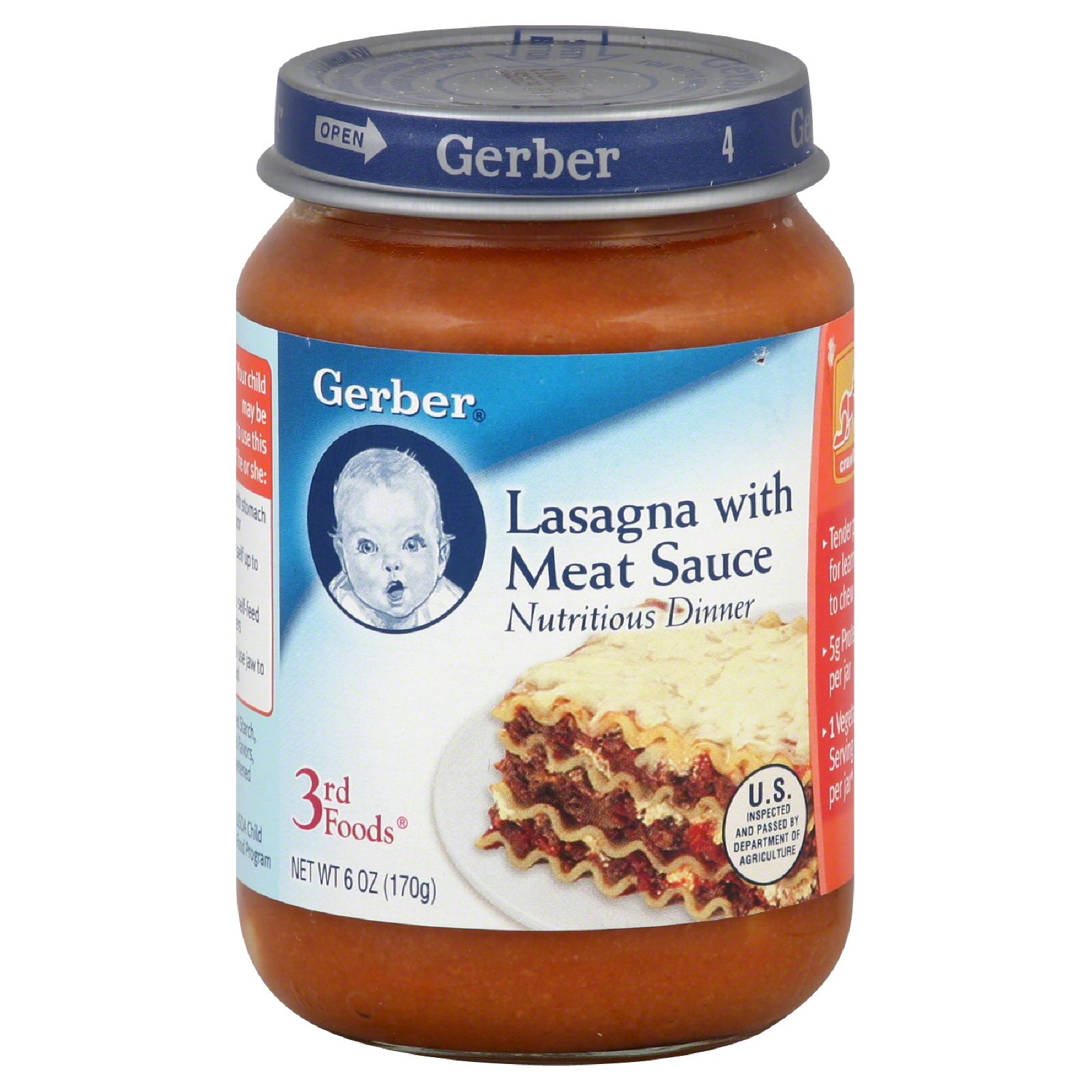Gerber 3rd Foods Dinner, Lasagna with Meat Sauce, Crawler, 6 oz (170 g)