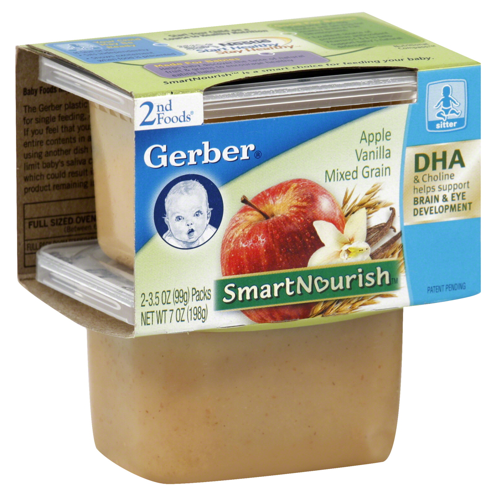 Gerber 2nd Foods SmartNourish Mixed Grain, Apple Vanilla, 2 - 3.5 oz (99 g) packs [7 oz (198 g)]