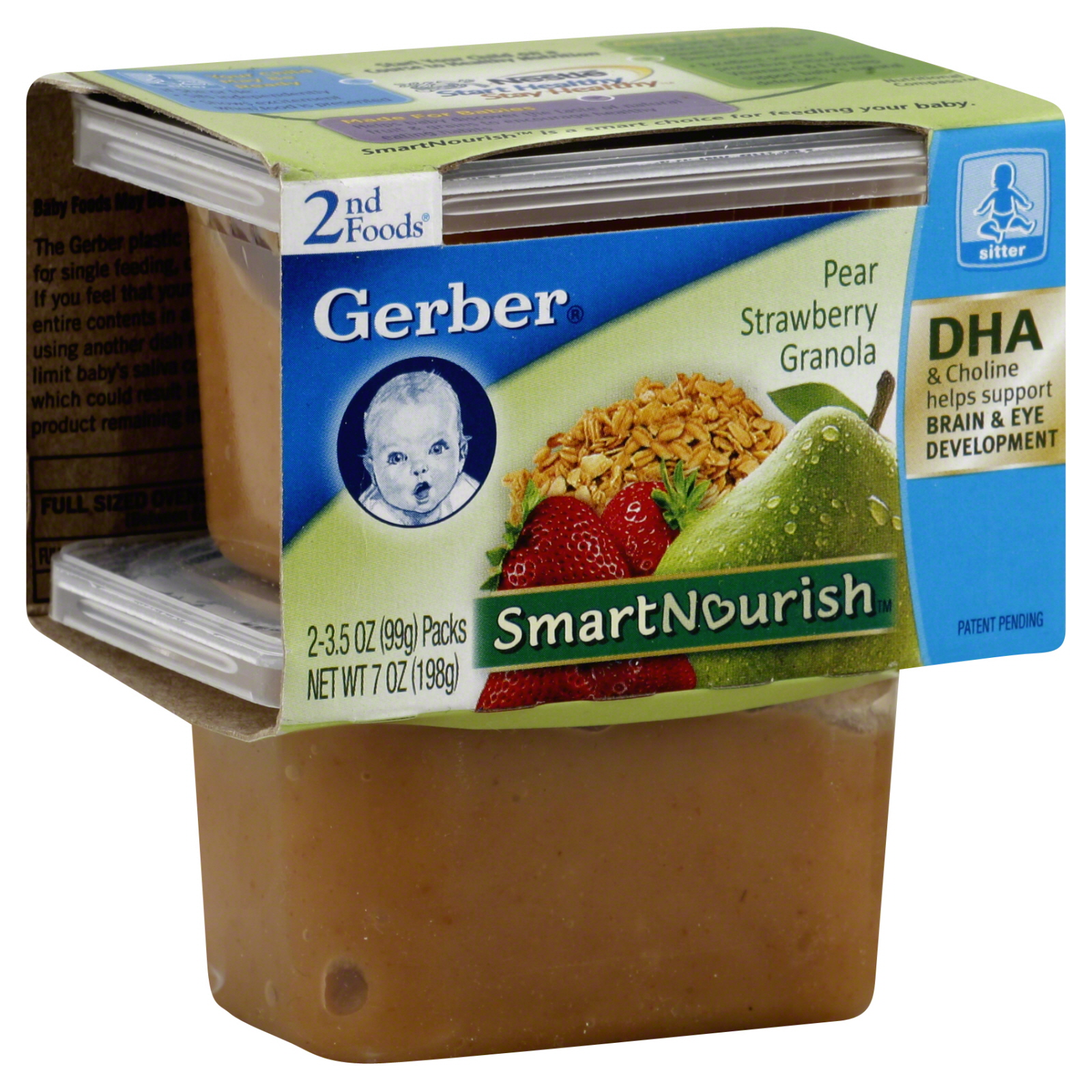 Gerber 2nd Foods Granola, Pear Strawberry, 2 - 3.5 oz (99 g) packs [7 oz (198 g)]