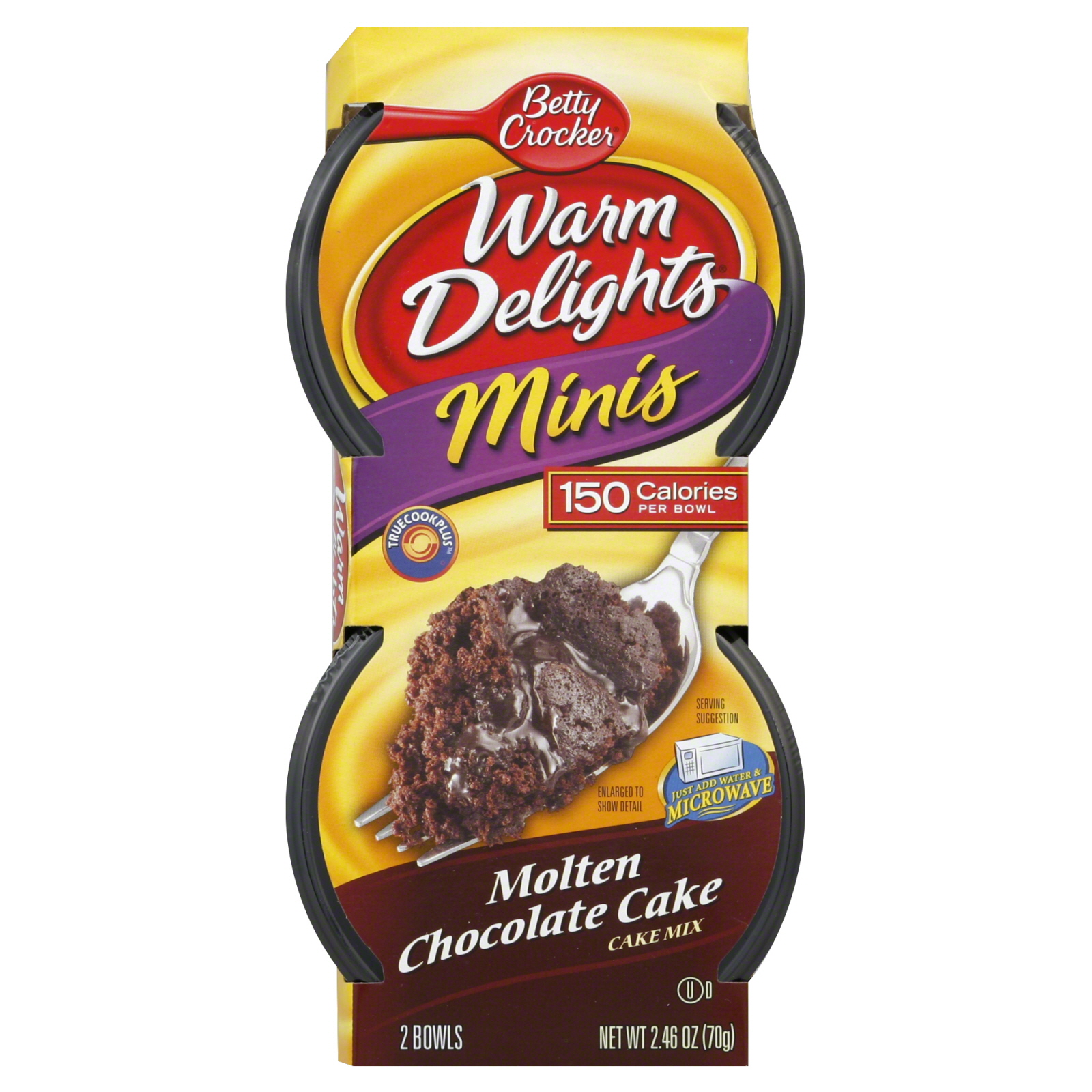Betty Crocker Warm Delights Minis Cake Mix, Molten Chocolate Cake, 2 bowls [2.46 oz (70 g)]