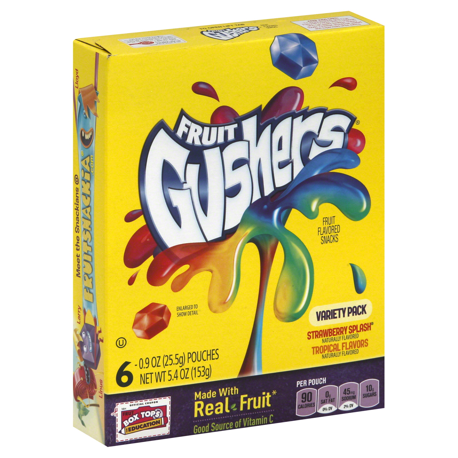 Betty Crocker Fruit Gushers Fruit Flavored Snacks, Variety Pack, 6 - 0.9 oz (25.5 g) pouches [5.4 oz (153 g)]