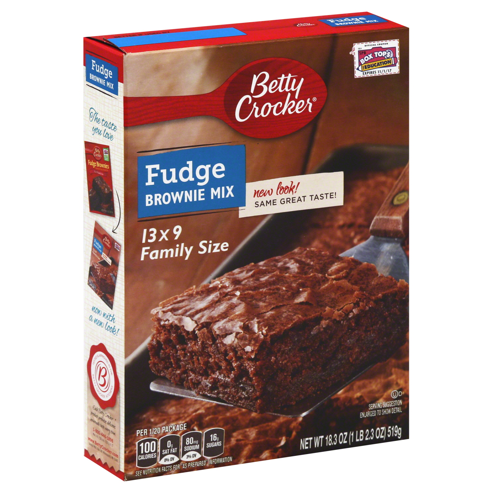 Betty Crocker Fudge Brownies, 13 x 9 Family Size, 18.3 oz (1 lb 2.3 oz) 519 g