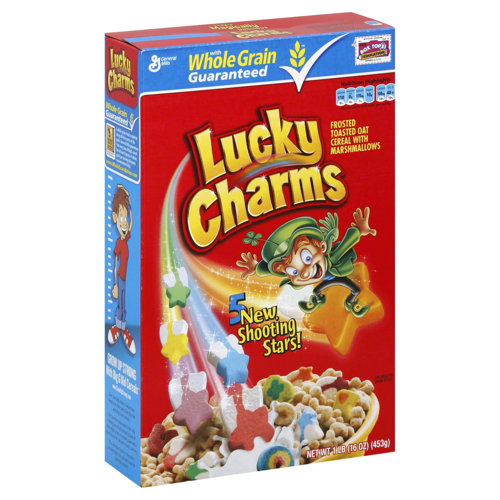 Lucky Charms Cereal, Swirled Marshmallow Charms, 16 oz (1 lb) 453 g