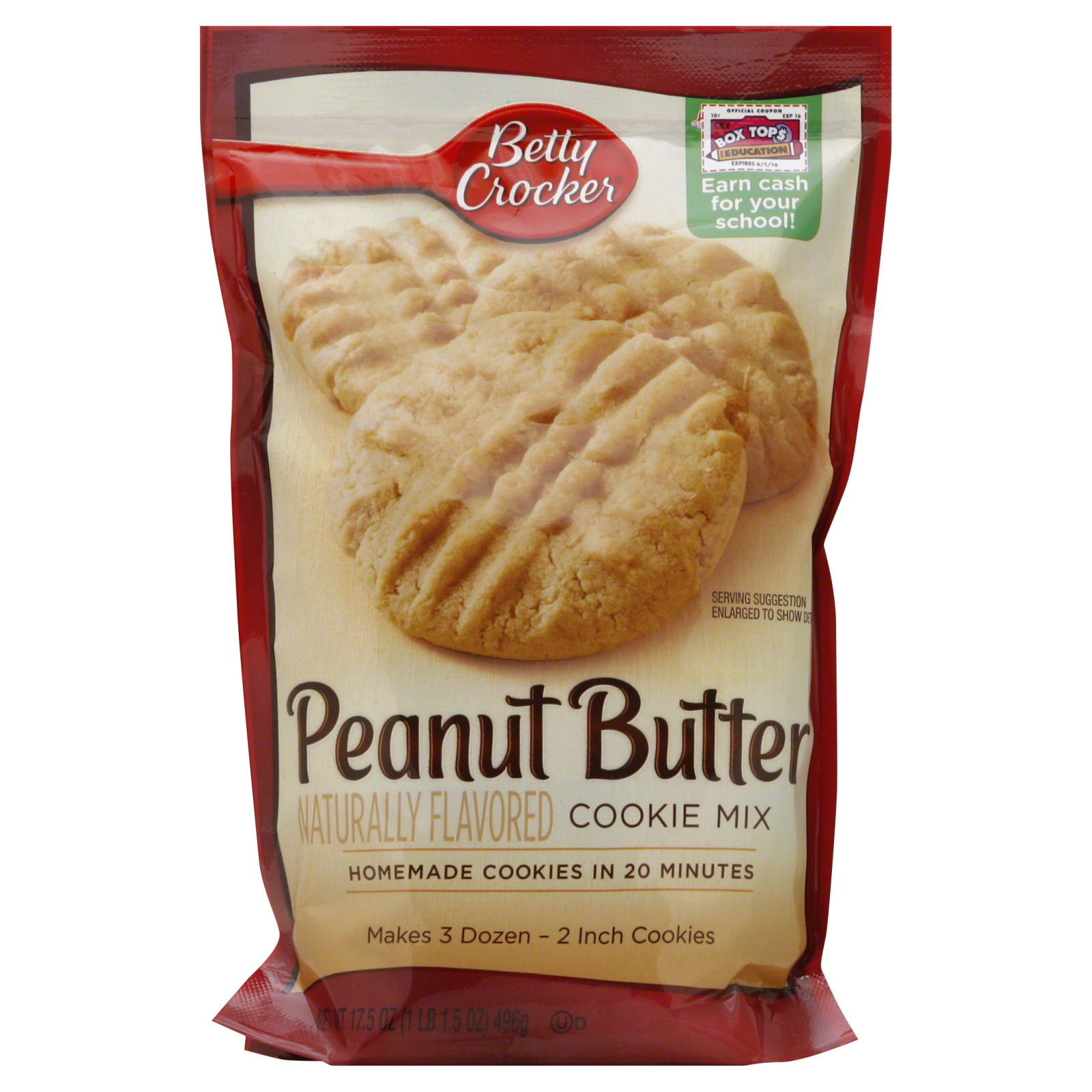 Betty Crocker Cookie Mix, Peanut Butter, 17.5 oz (1 lb 1.5 oz) 496 g