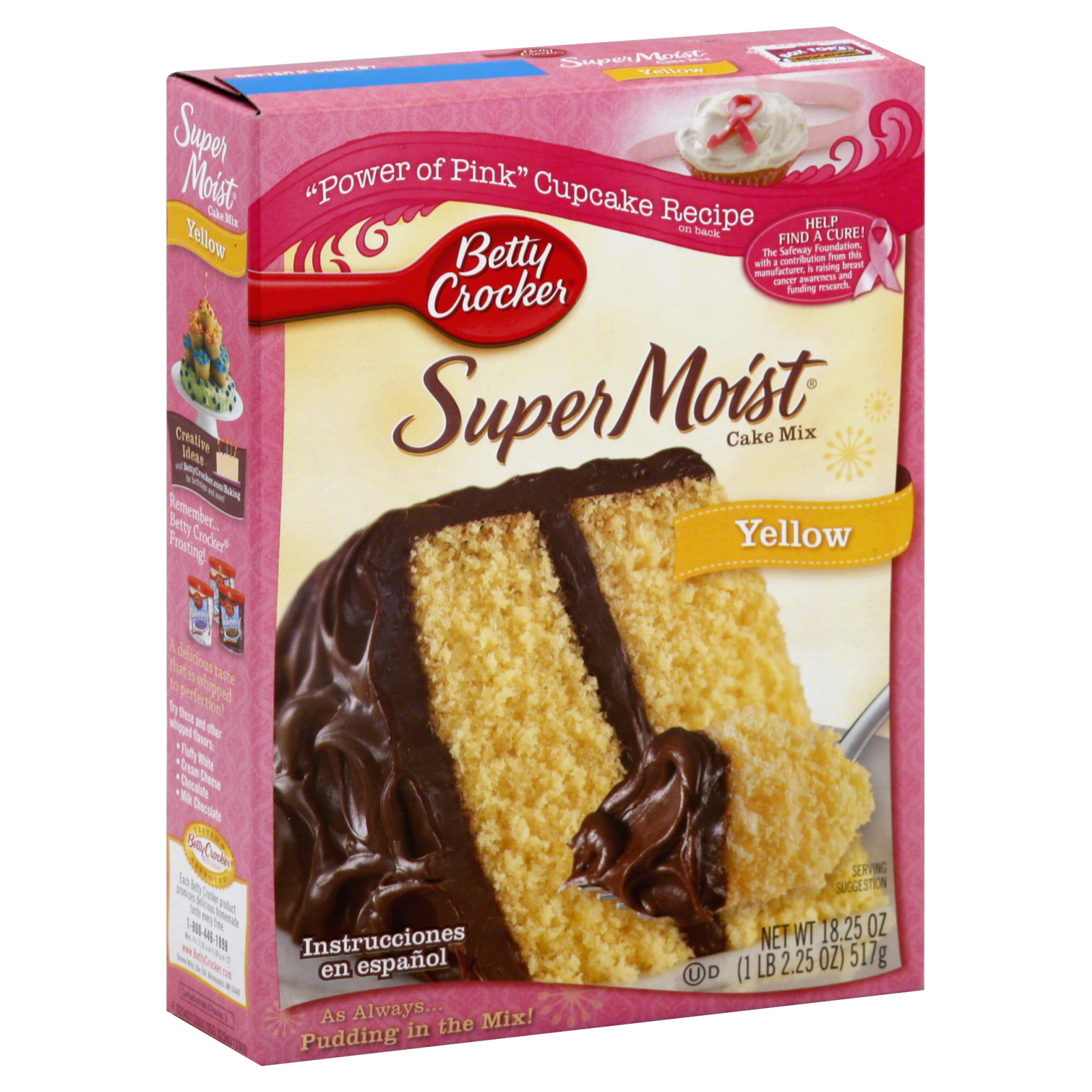 Betty Crocker Super Moist Cake Mix, Yellow, 18.25 oz (1 lb 2.25 oz) 517 g