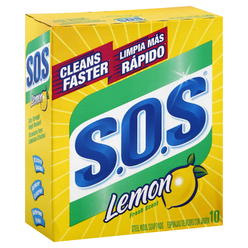 SOS S.O.S Steel Wool Soap Pads, Lemon Fresh, 10 Count (Pack of 6)
