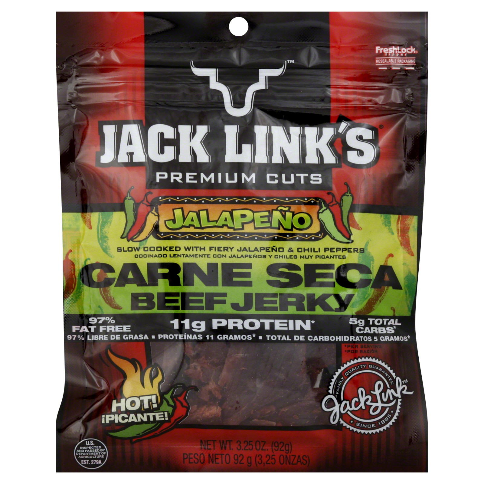 Jack Link's Premium Cuts Beef Jerky, Jalapeno, 3.25 oz (92 g)