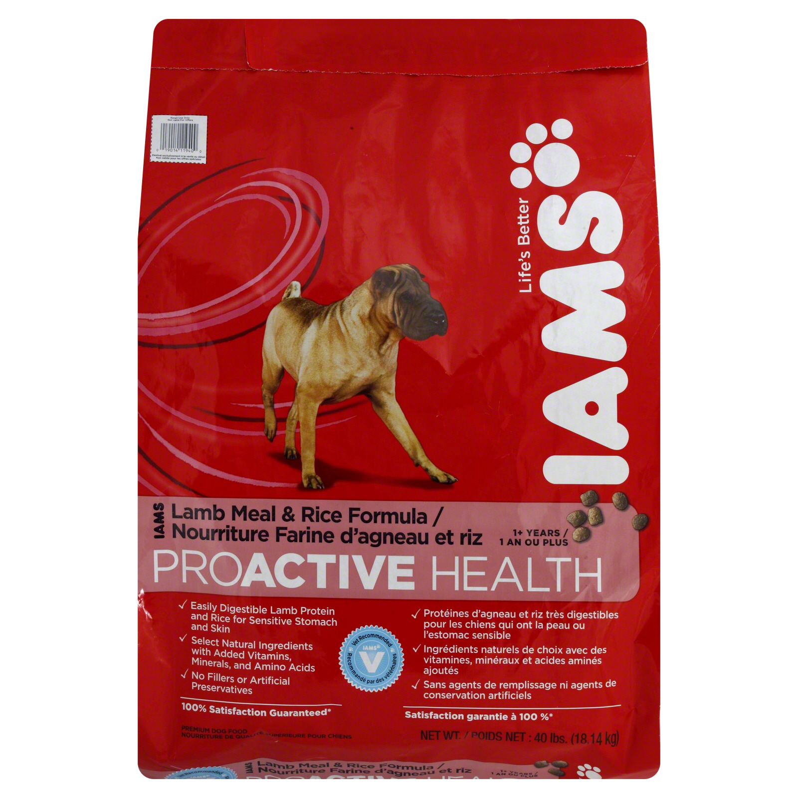 Iams Proactive Health Premium Dog Food, Lamb Meal & Rice Formula, 1+ Years, 40 lb (18.14 kg)