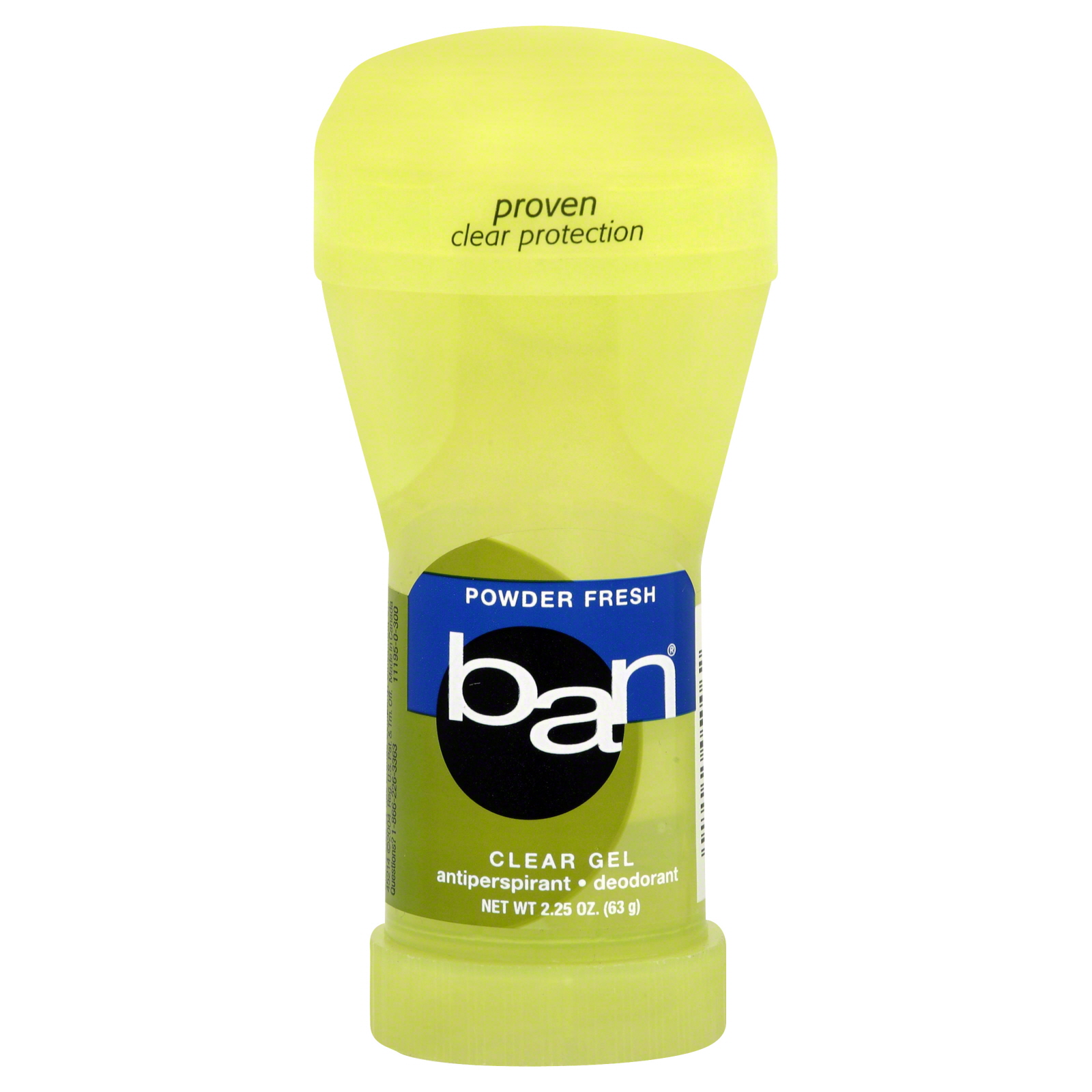 Ban Antiperspirant/Deodorant, Clear Gel, Powder Fresh 2.25 oz (63 g)