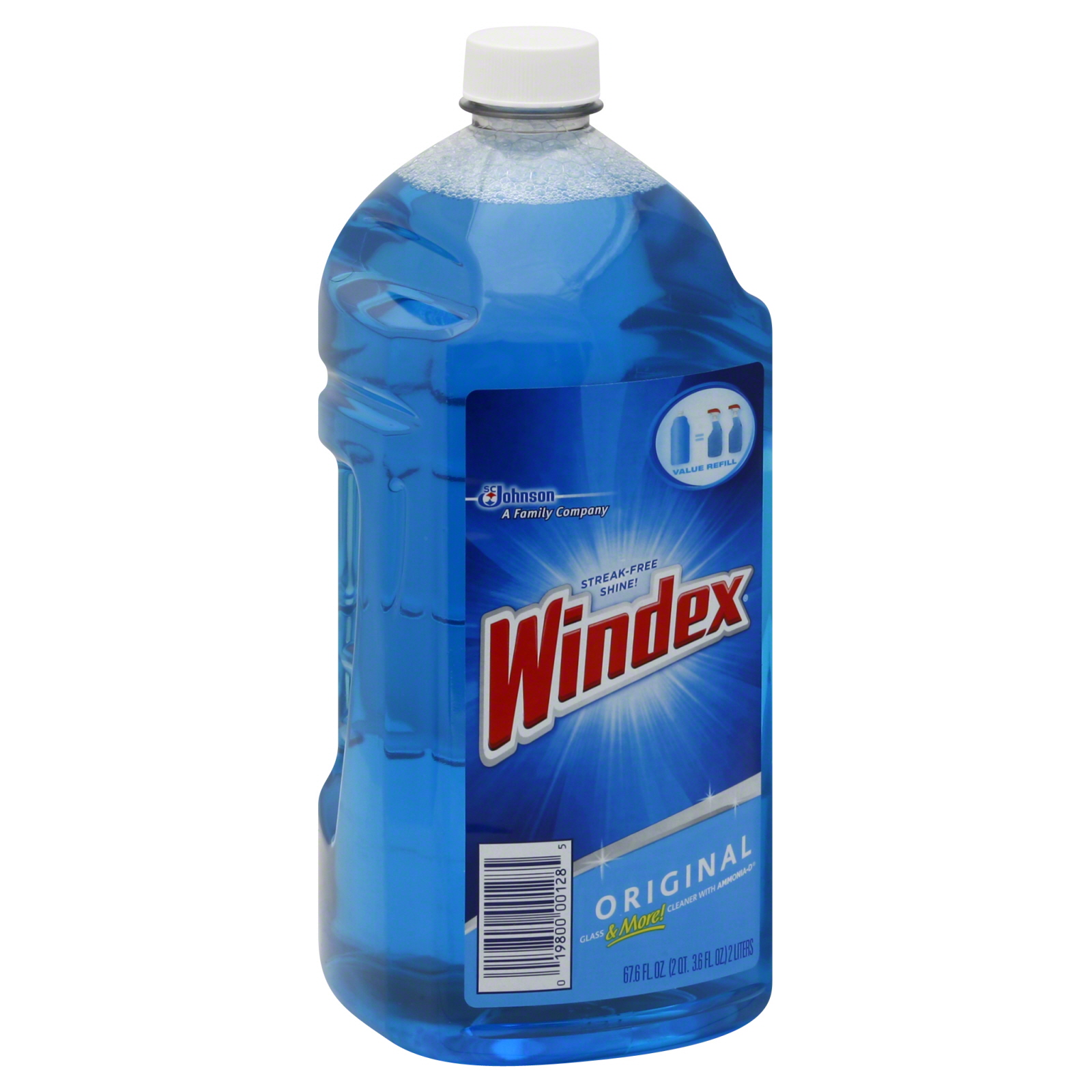 Windex Glass Cleaner Refill, with Ammonia-D, Original, 67.6 fl oz (2 qt 3.6 oz) 2 lt