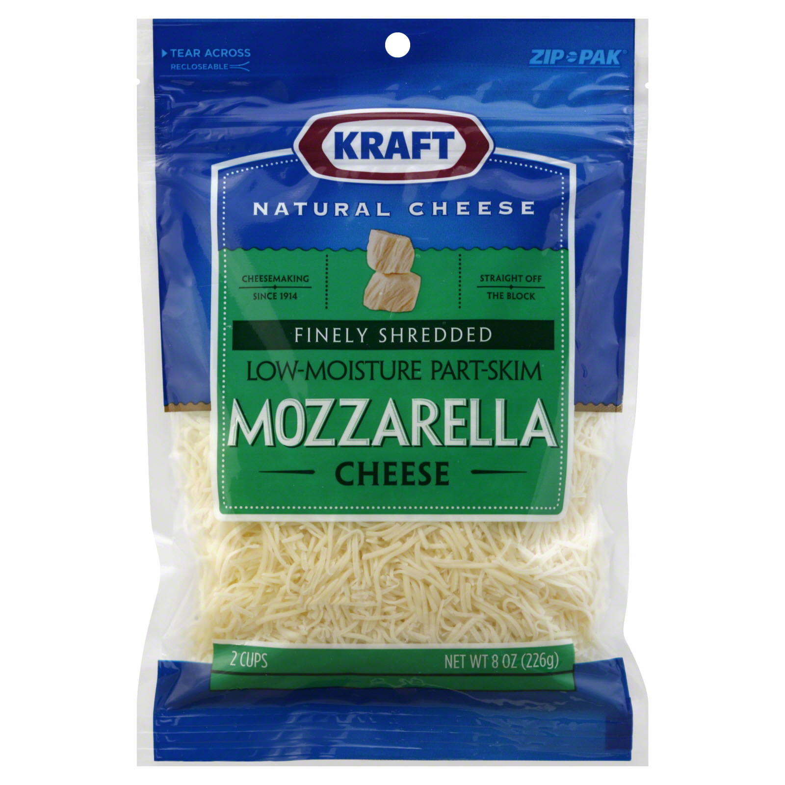 Kraft Cheese, Finely Shredded, Low-Moisture, Part-Skim, Mozzarella, 8 oz (226 g)
