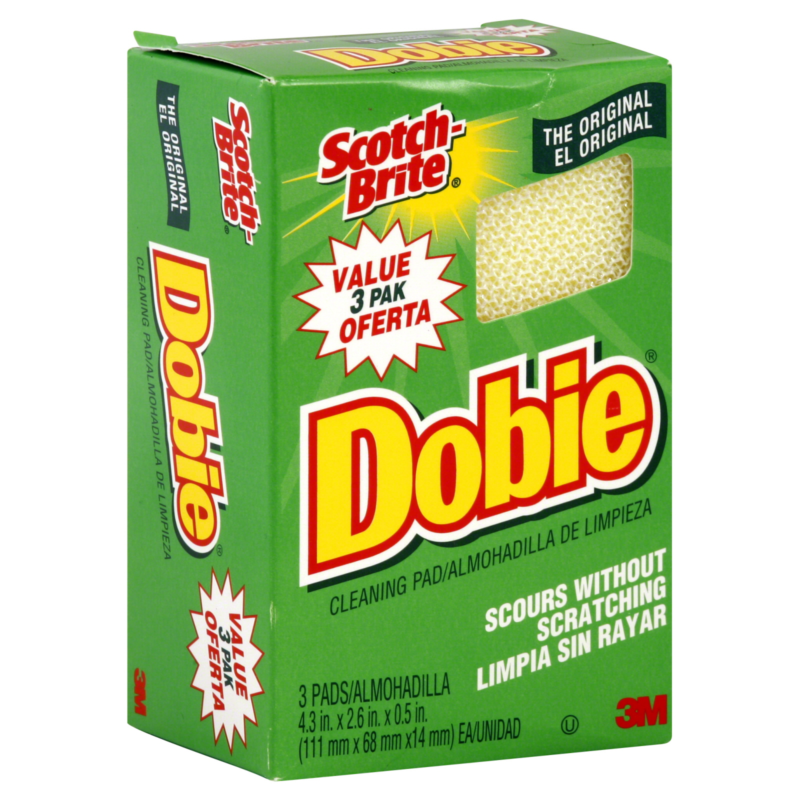 Scotch-Brite Dobie Cleaning Pad, Value Pak, The Original, 3 pads