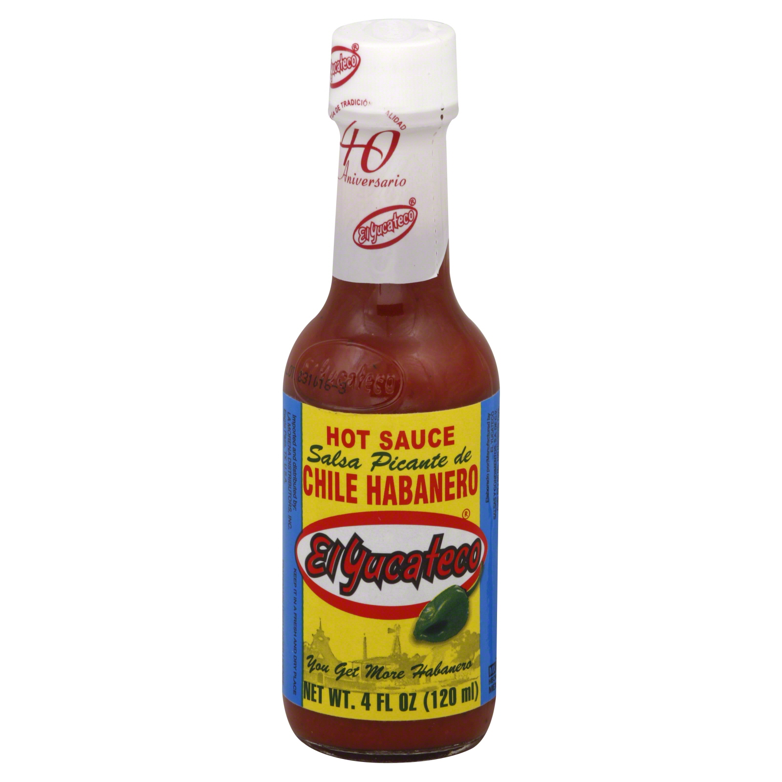 El Yucateco Hot Sauce, Chile Habanero, Red, 4 fl oz (120 ml)