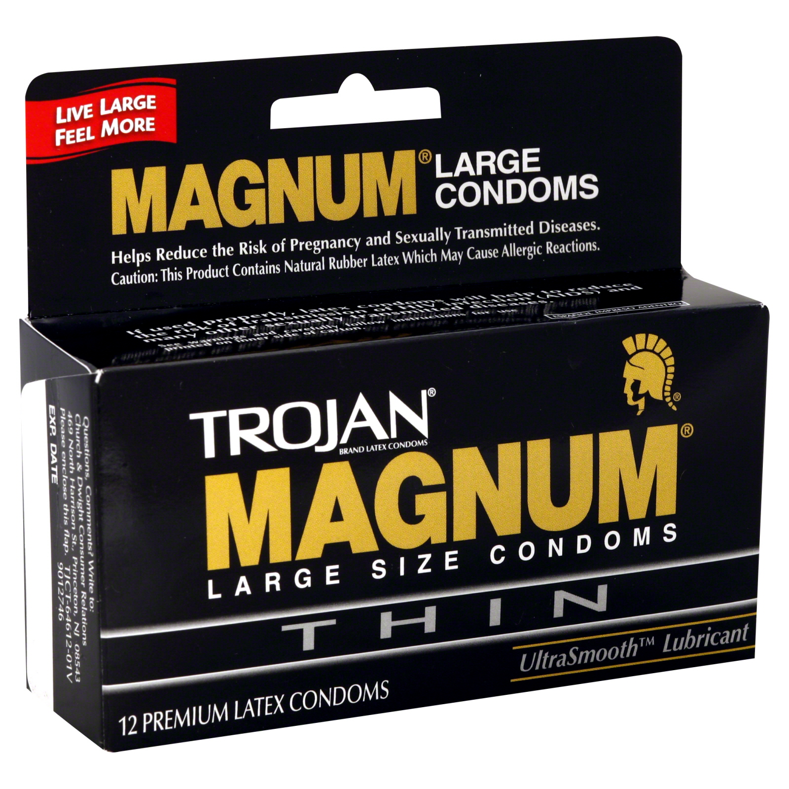 Trojan Magnum Thin Premium Latex Condoms, UltraSmooth Lubricant, Large Size, 12 condoms