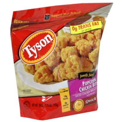 Tyson Family Favorites Popcorn Chicken Bites, Diced Chicken Breast Fritters with Rib Meat, 28 oz (1.75 lb) .793 kg