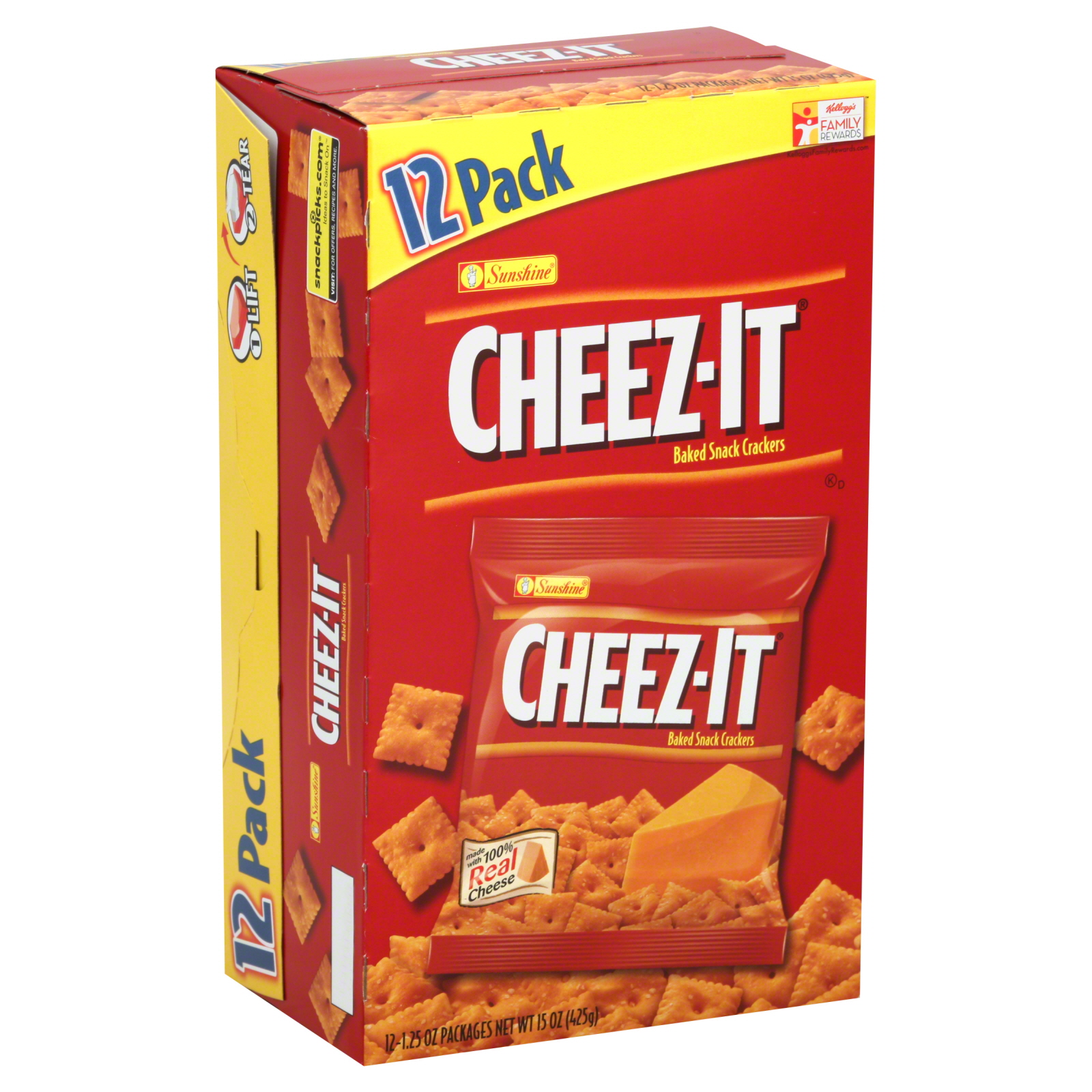 Cheez-it Crackers, Baked Snack, 12 - 1.25 oz packages [15 oz (425 g)]