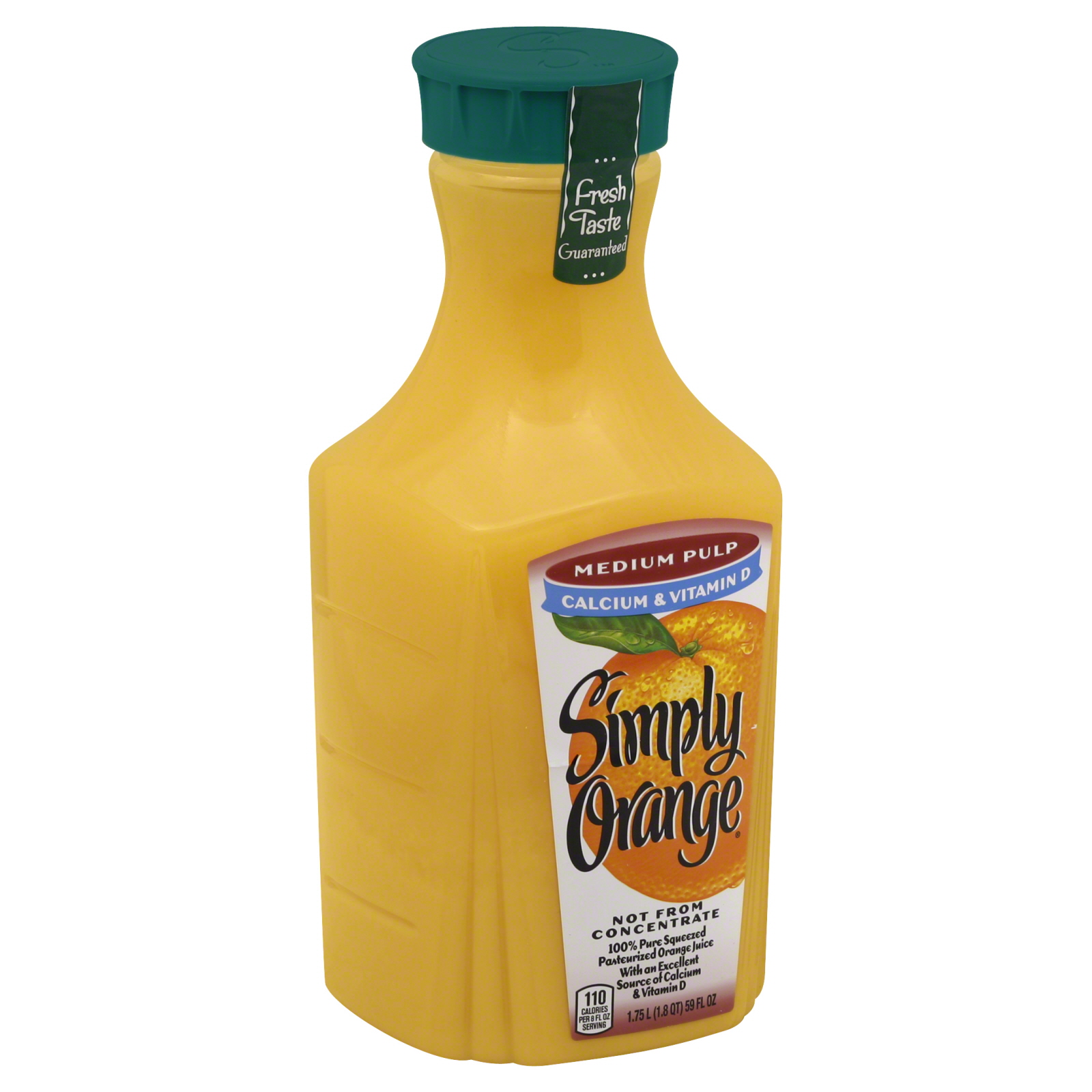 Simply Orange Orange Juice, Country Stand, Calcium, Medium Pulp, 59 fl oz (1.75 l) 1 qt 1 pt 11fl oz