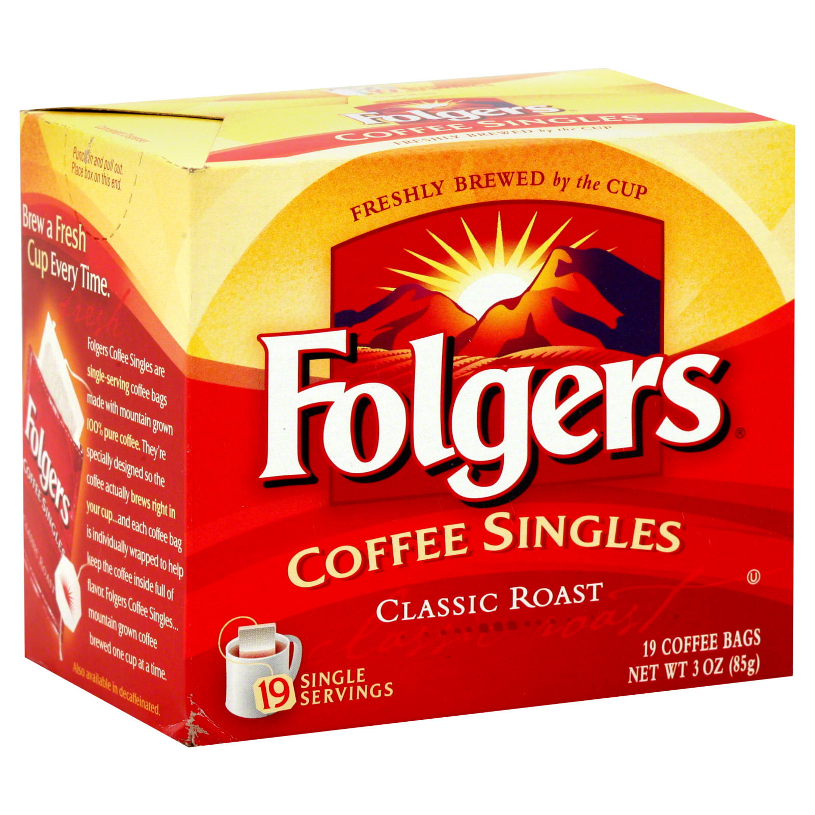 Folgers Coffee Singles, Classic Roast, 19 coffee bags [3 oz (85 g)]