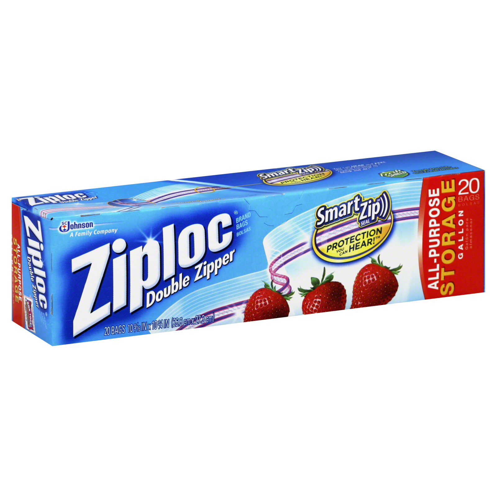 Ziploc Storage Bags, Gallon, Double Zipper, 20 bags