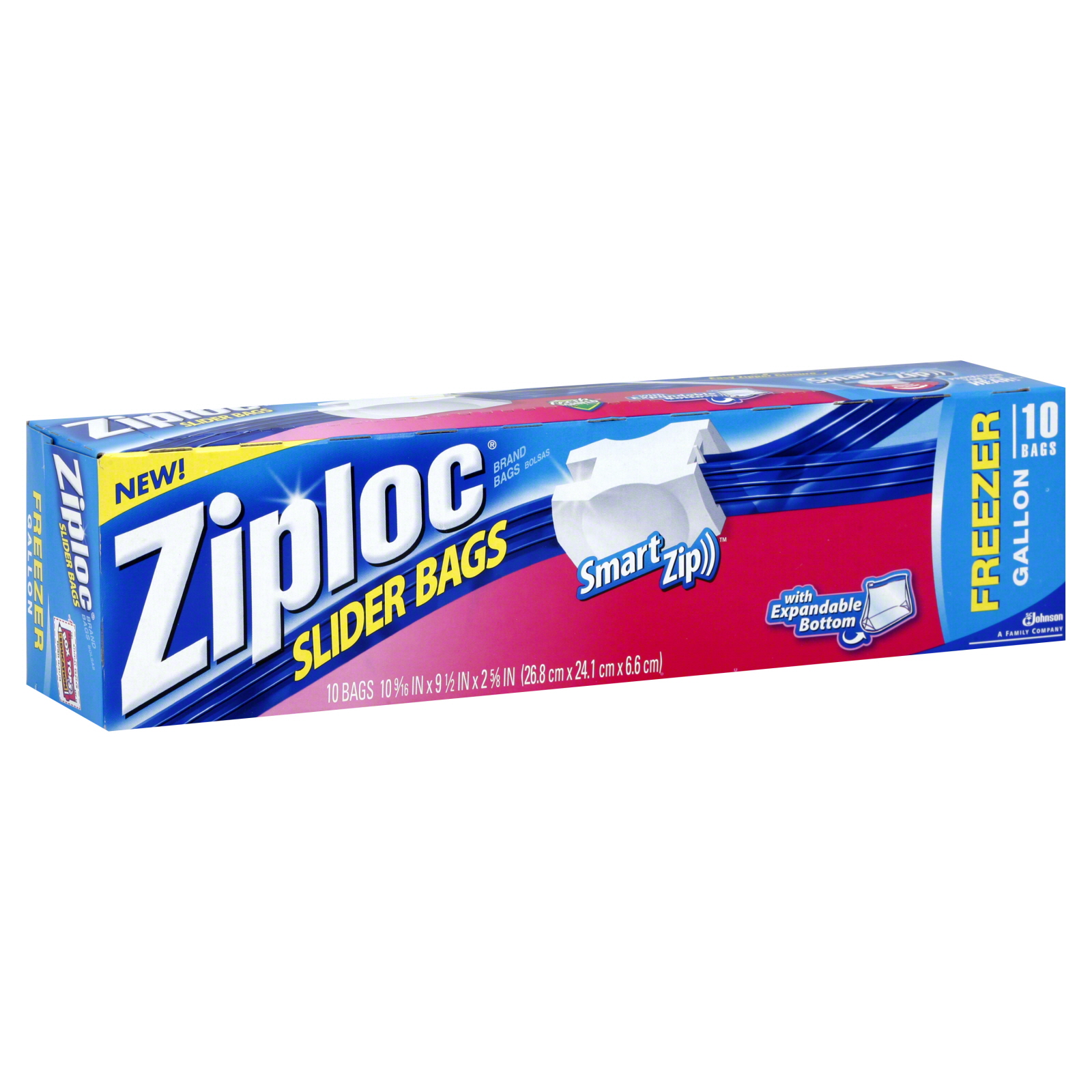 Ziploc Freezer Bags, Slider, Gallon, 10 bags