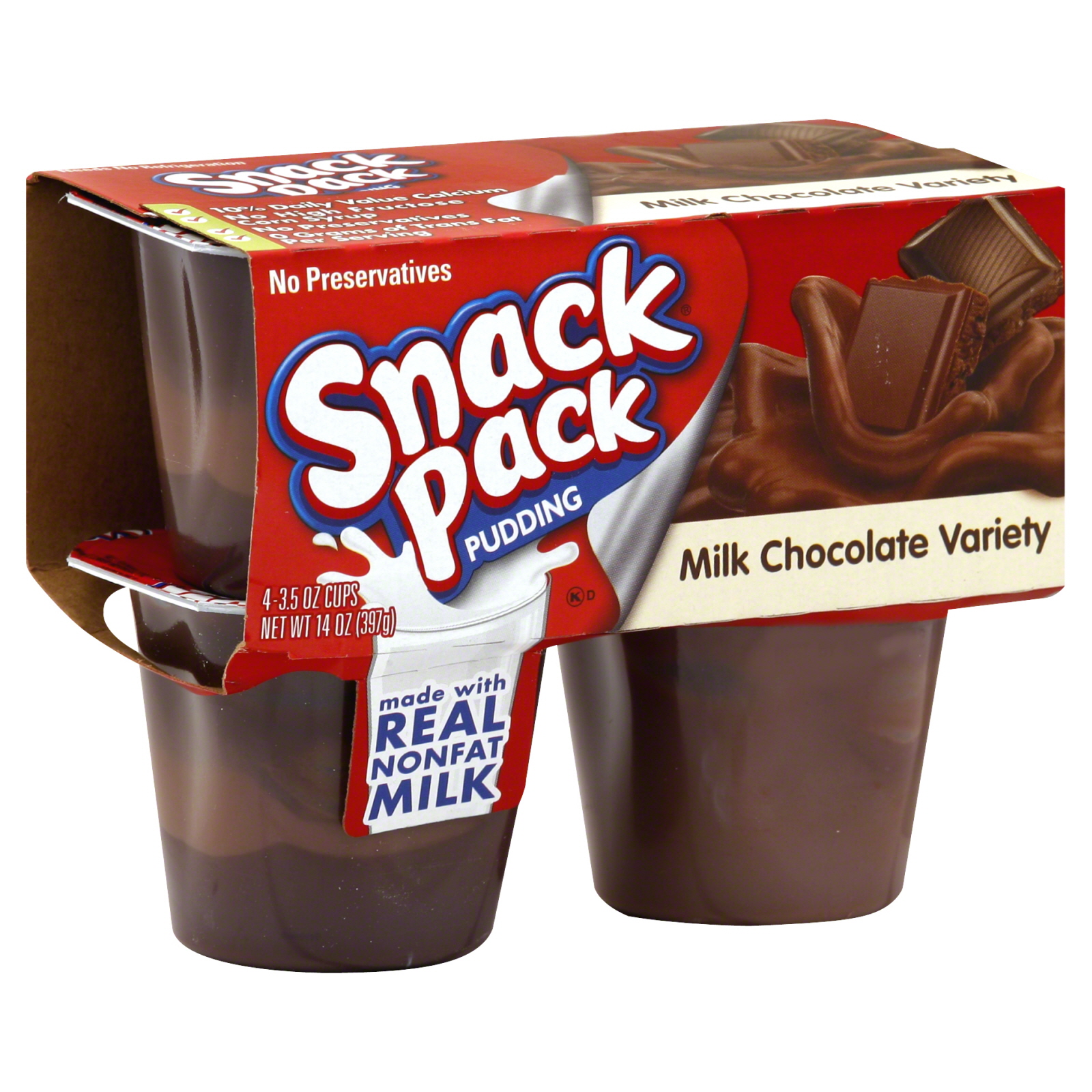 Hunt's Snack Pack Pudding, Milk Chocolate Variety, 4 - 3.5 oz cups [14 oz (397 g)]