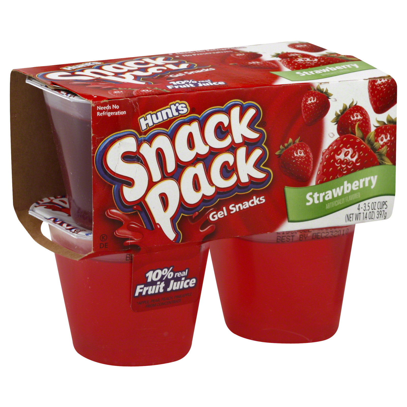 Hunt's Snack Pack Gel Snacks, Strawberry, 4 - 3.5 oz cups [14 oz (397 g)]