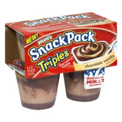 Hunt's Snack Pack Pudding Cups, Chocolate Vanilla, 4 - 3.5 oz cups [14 oz (397 g)]