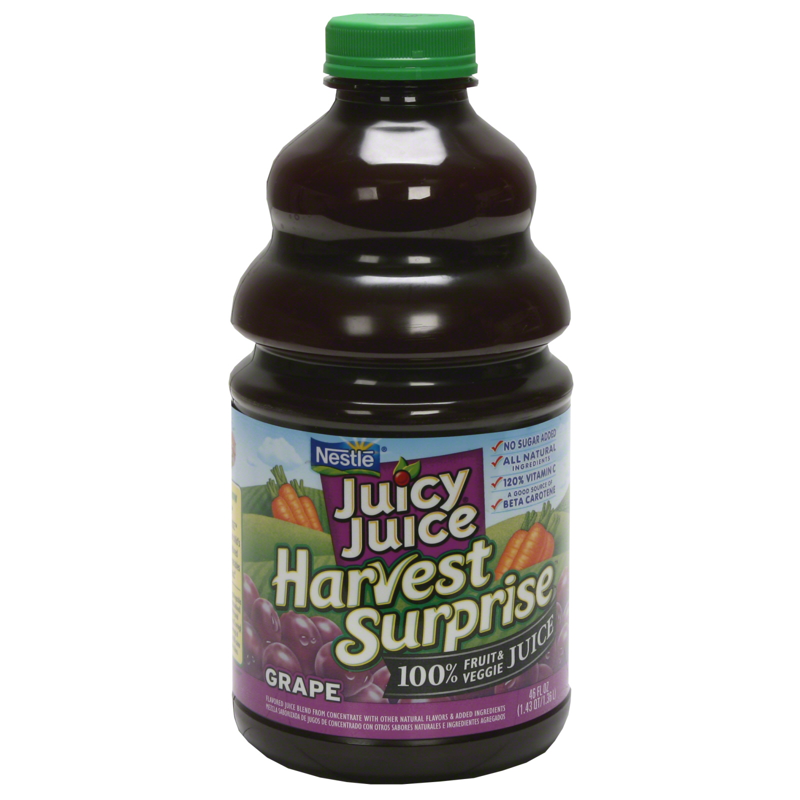 Juicy Juice Harvest Surprise 100% Fruit & Veggie Juice, Grape, 46 fl oz (1.43 qt) 1.36 l