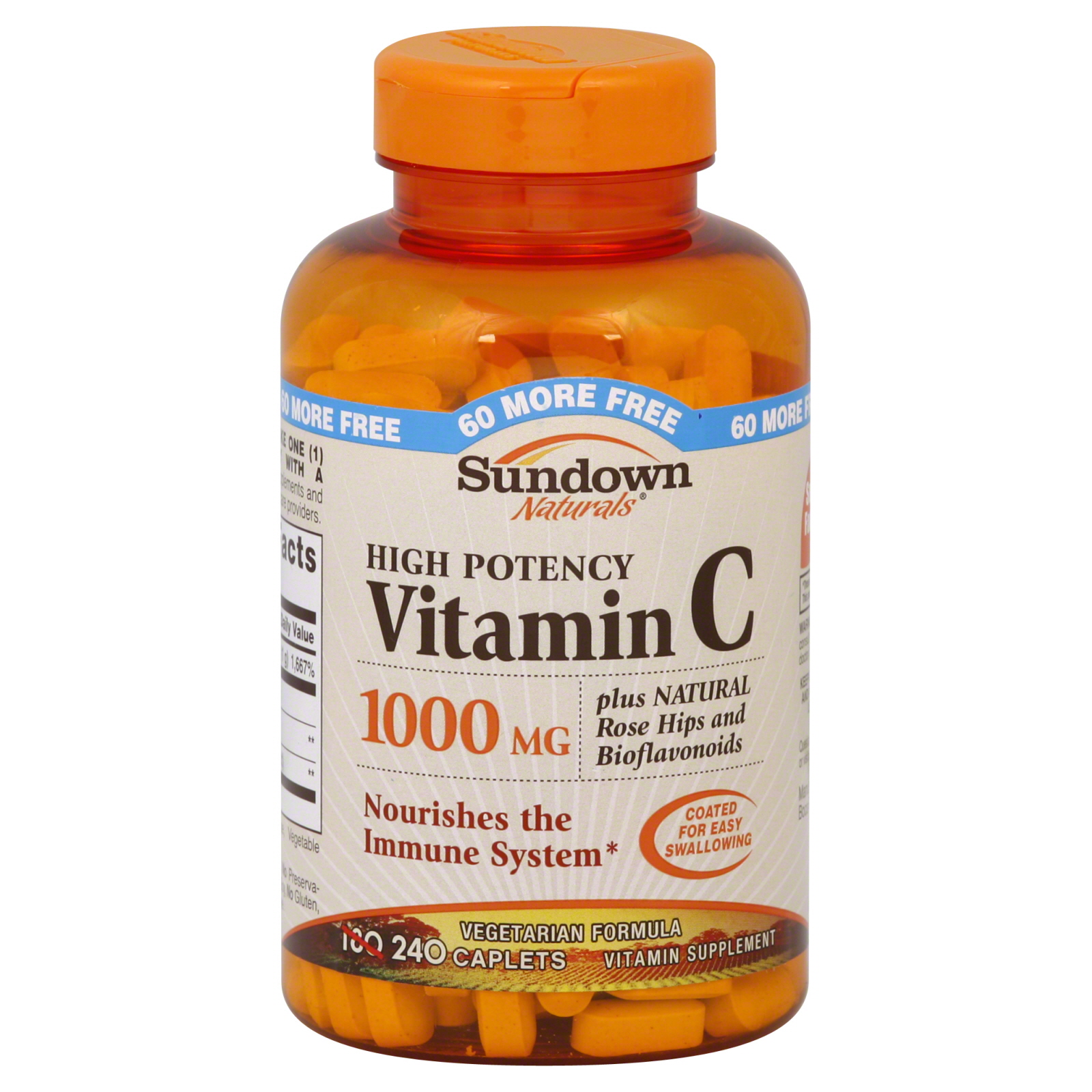 Sundown Naturals Vitamin C, High Potency, 1000 mg, Caplets, 240 caplets