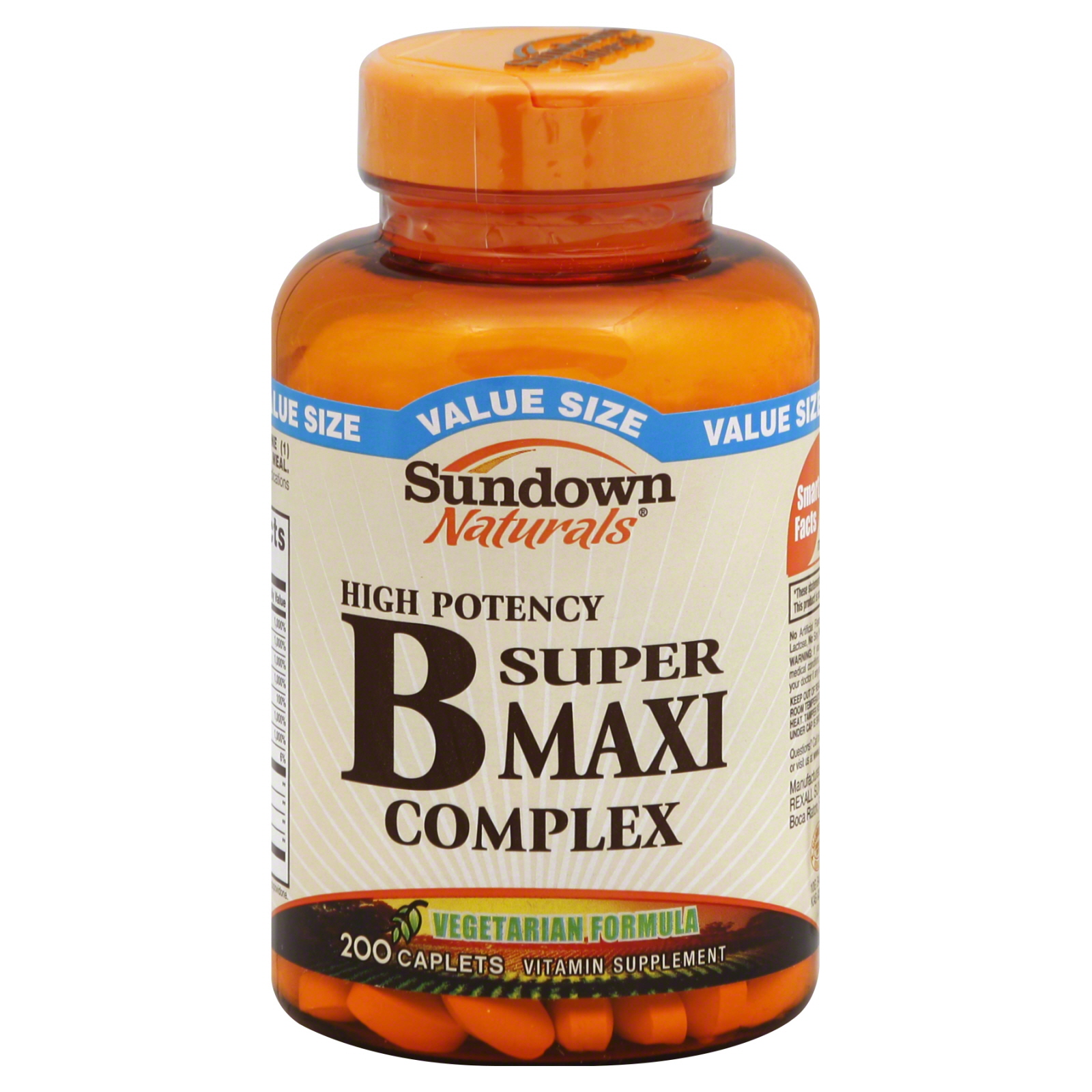 Sundown Naturals Vitamin B Complex, Super Maxi, Caplets, Value Size, 200 caplets