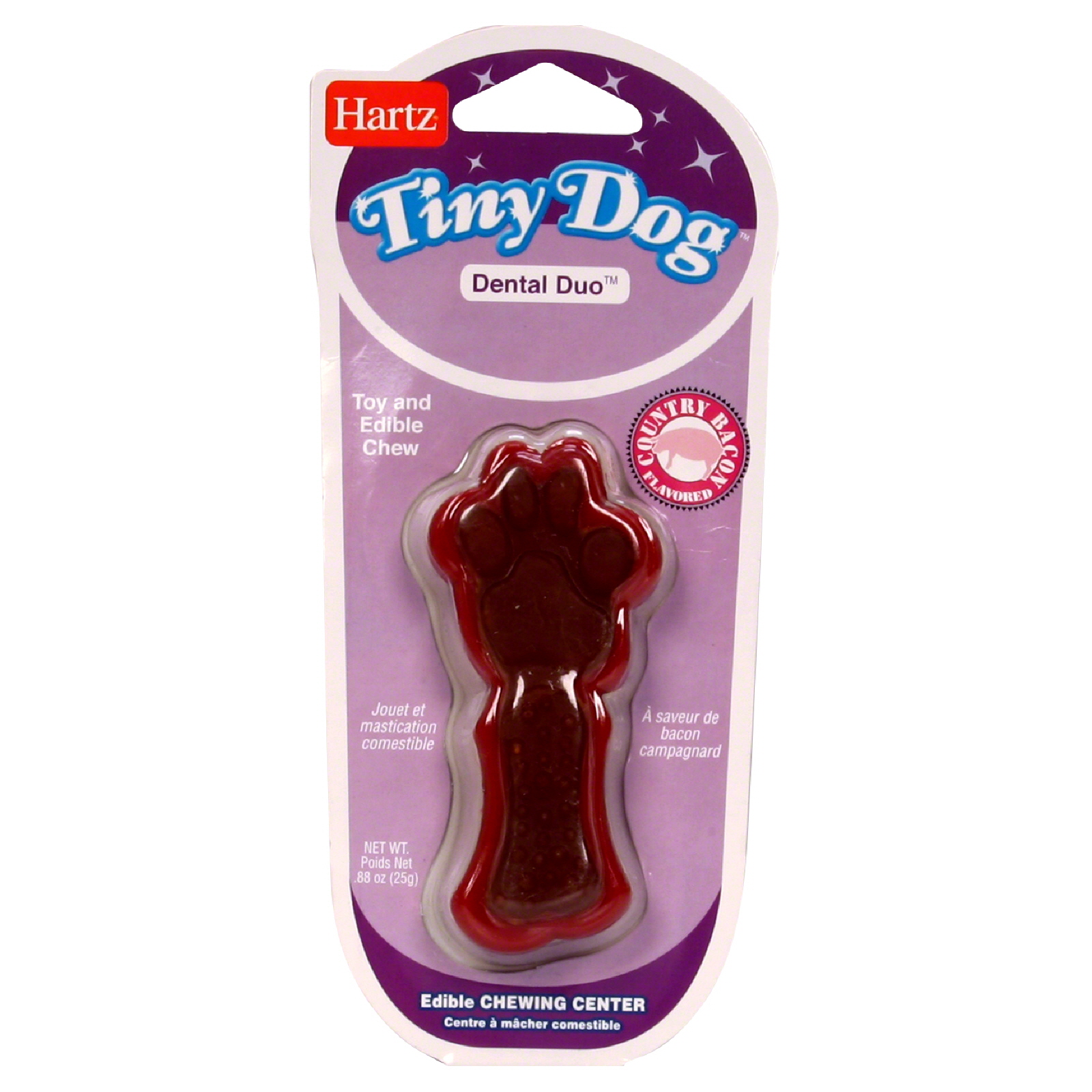 Hartz Tiny Dog Toy and Edible Chew, Dental Duo, Country Bacon Flavored, 1 toy