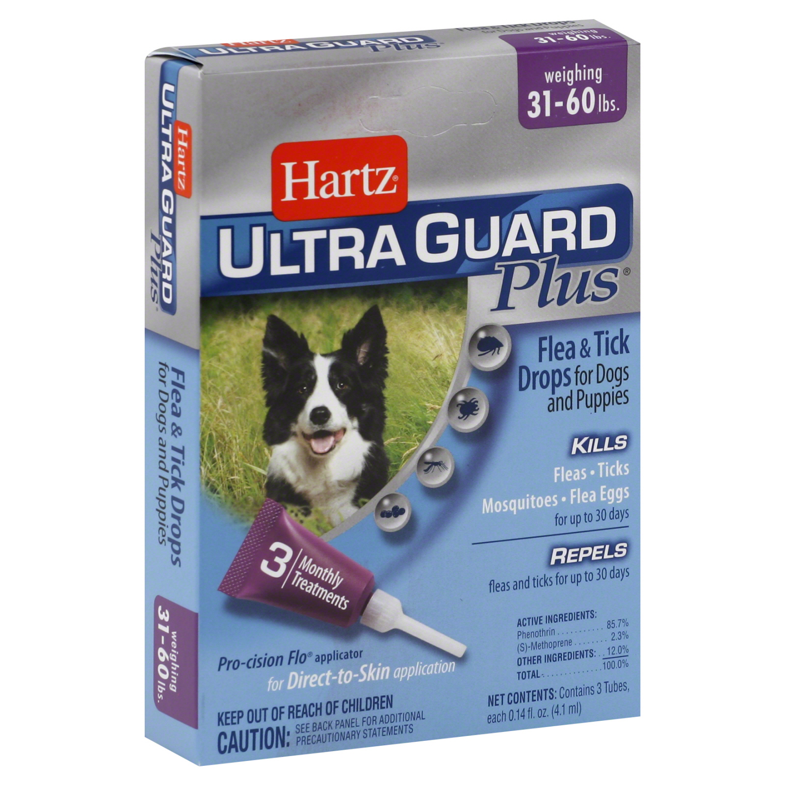 Hartz Mountain Corp. UltraGuard Plus Flea And Tick Drops For Dogs Over 31lb - 60lb