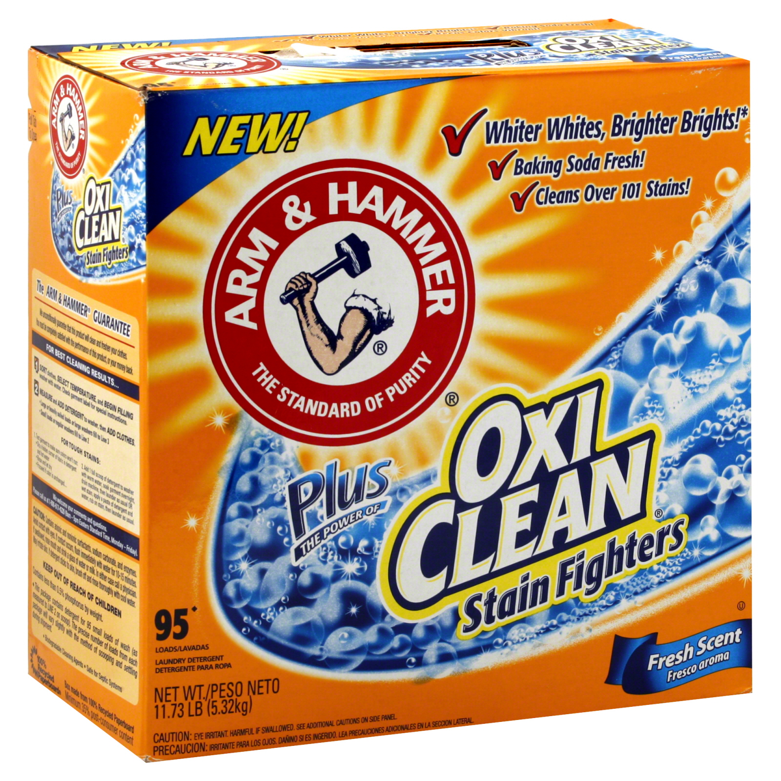 Arm & Hammer Laundry Detergent, Plus the Power of OxiClean, Fresh Scent, 11.73 lb (5.32 kg)