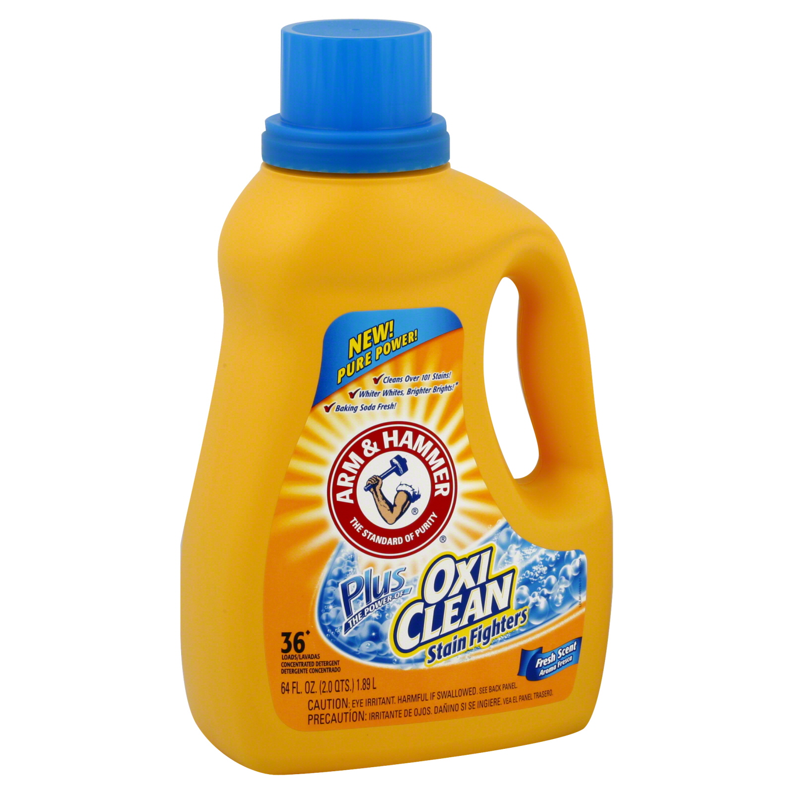 Arm & Hammer Concentrated Detergent, Oxi Clean Stain Fighters, Fresh Scent, 64 fl oz (2 qts) 1.89 lt