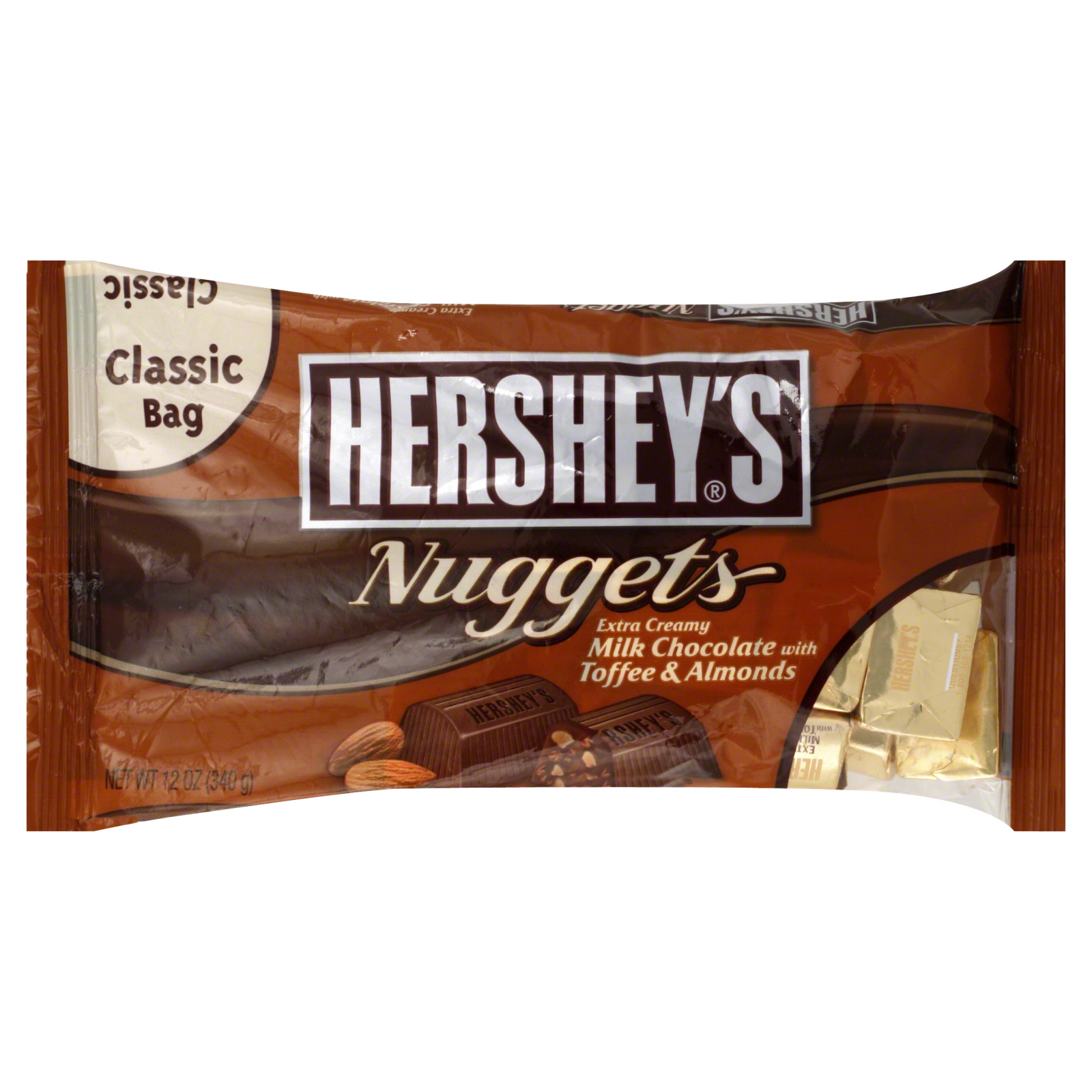 Hershey's Nuggets Milk Chocolate, Extra Creamy, with Toffee & Almonds, 12 oz (340 g)