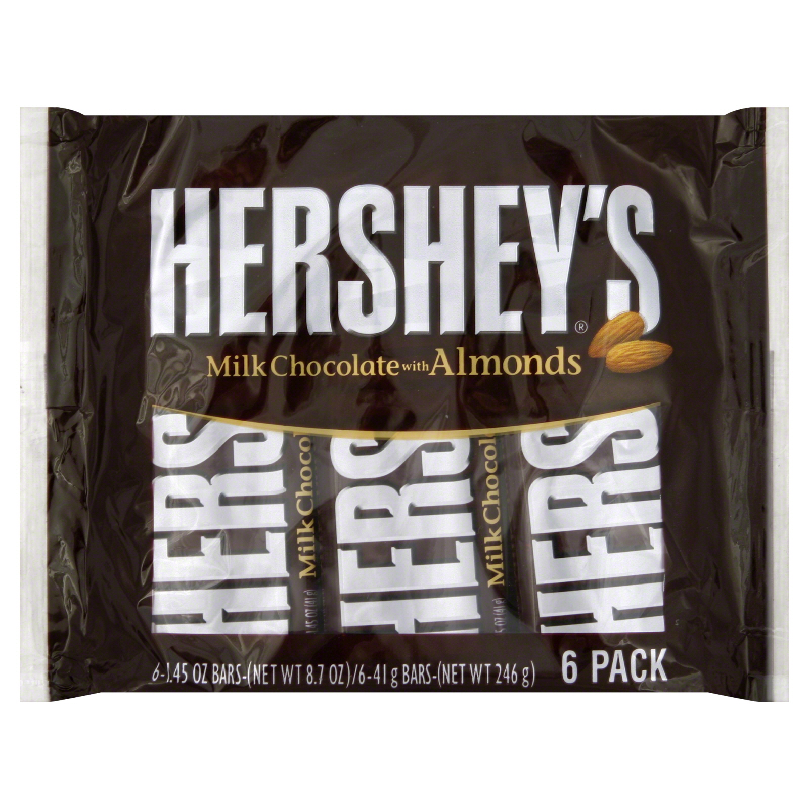 Hershey's Milk Chocolate Bars with Almonds, 6 - 1.45 oz (41 g) bars [8.7 oz (246 g)]