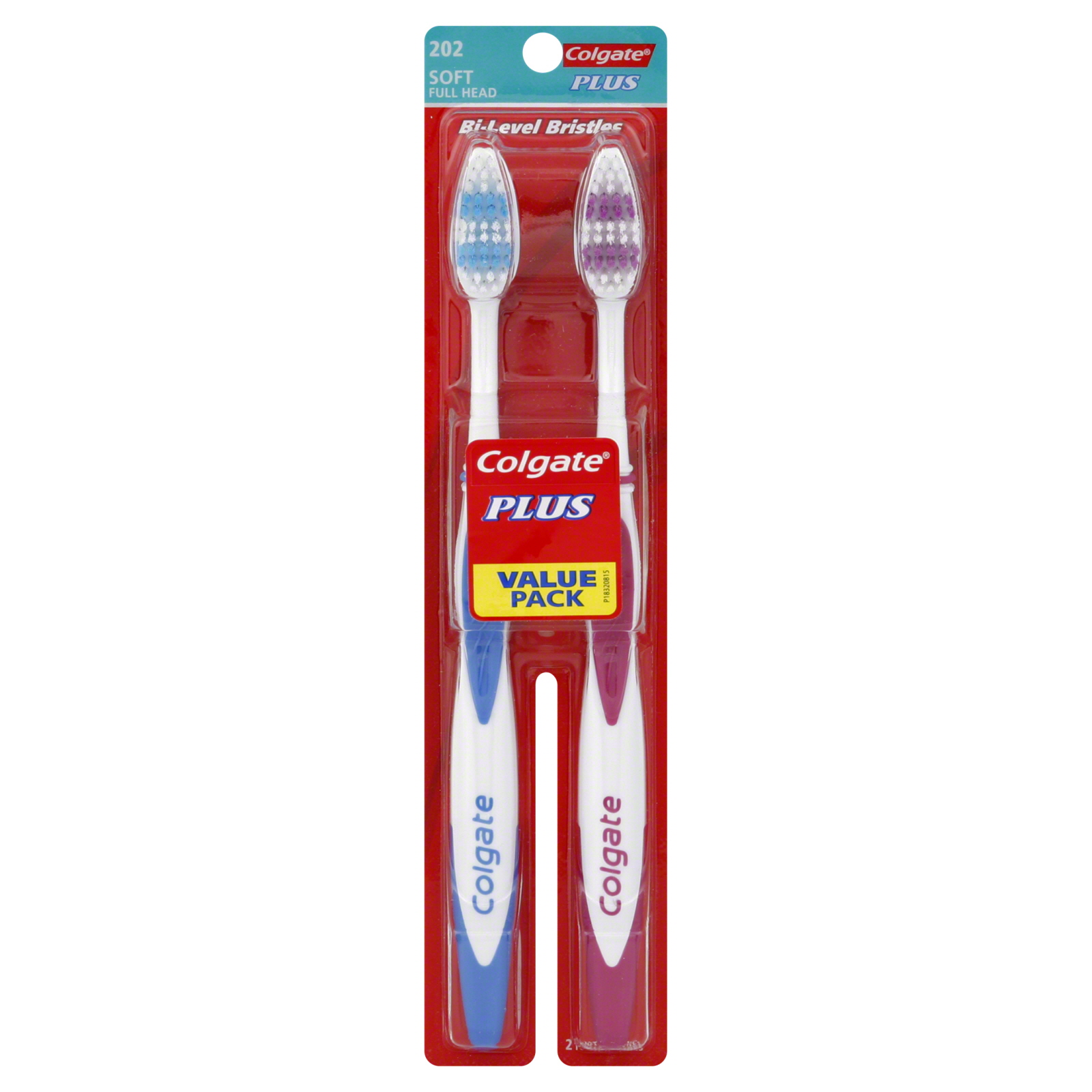 Colgate Plus Toothbrushes, Full Head, Soft 202, Value Pack, 2 toothbrushes