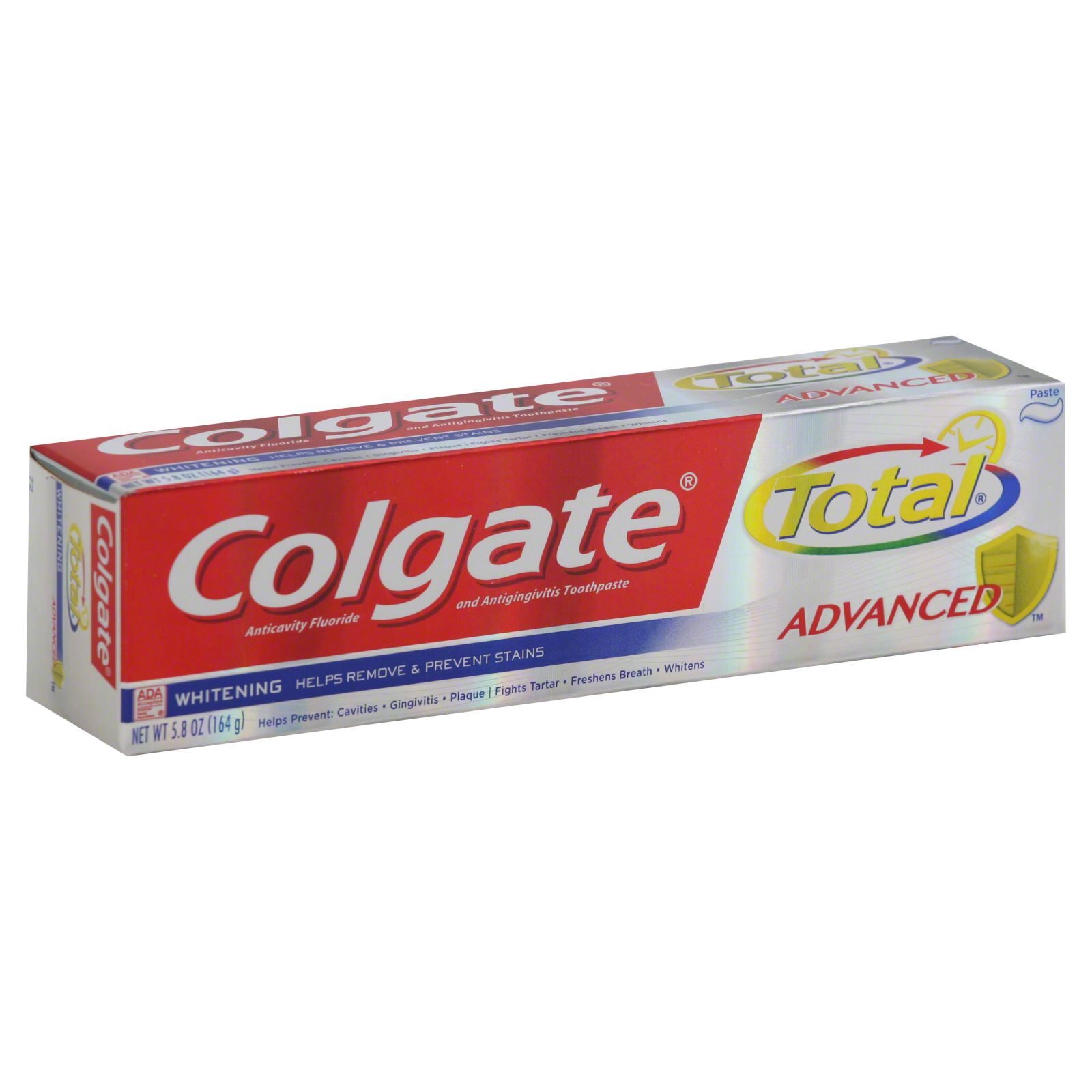 Total Advanced Toothpaste, Anticavity Fluoride and Antigingivitis, Whitening, Clean Paste, 5.8 oz (164 g)