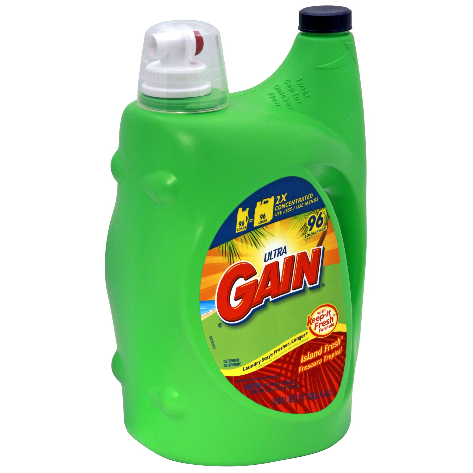 Gain Laundry Detergent, Ultra, Island Fresh, 150 fl oz (1.17 gal) 4.43 lt