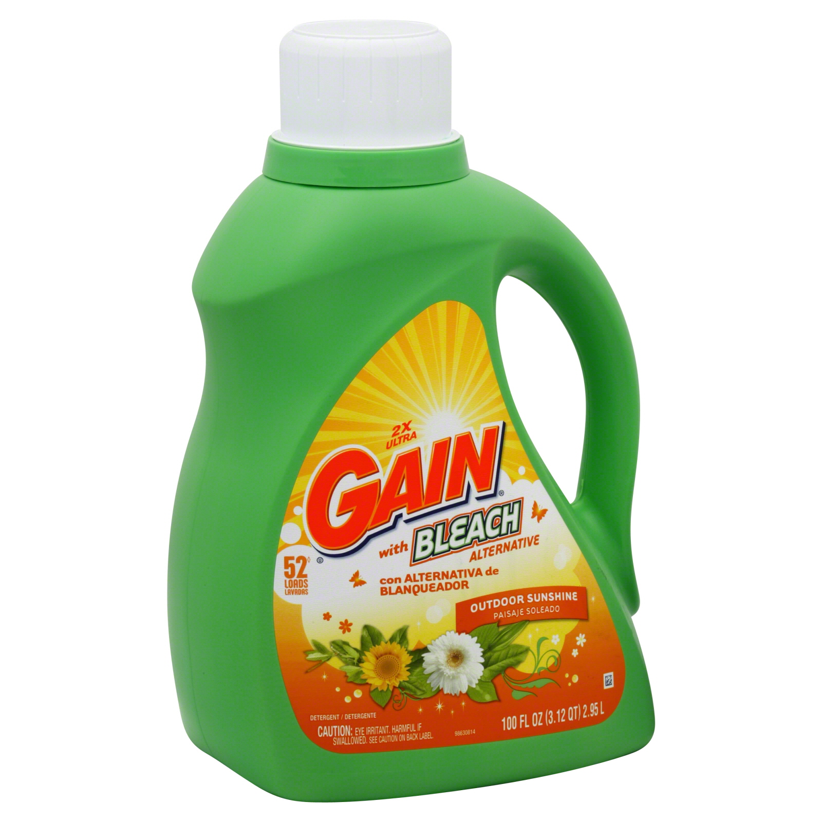 Gain Detergent, with Bleach Alternative, 2x Ultra, Outdoor Sunshine, 100 fl oz (3.12 qt) 2.95 lt