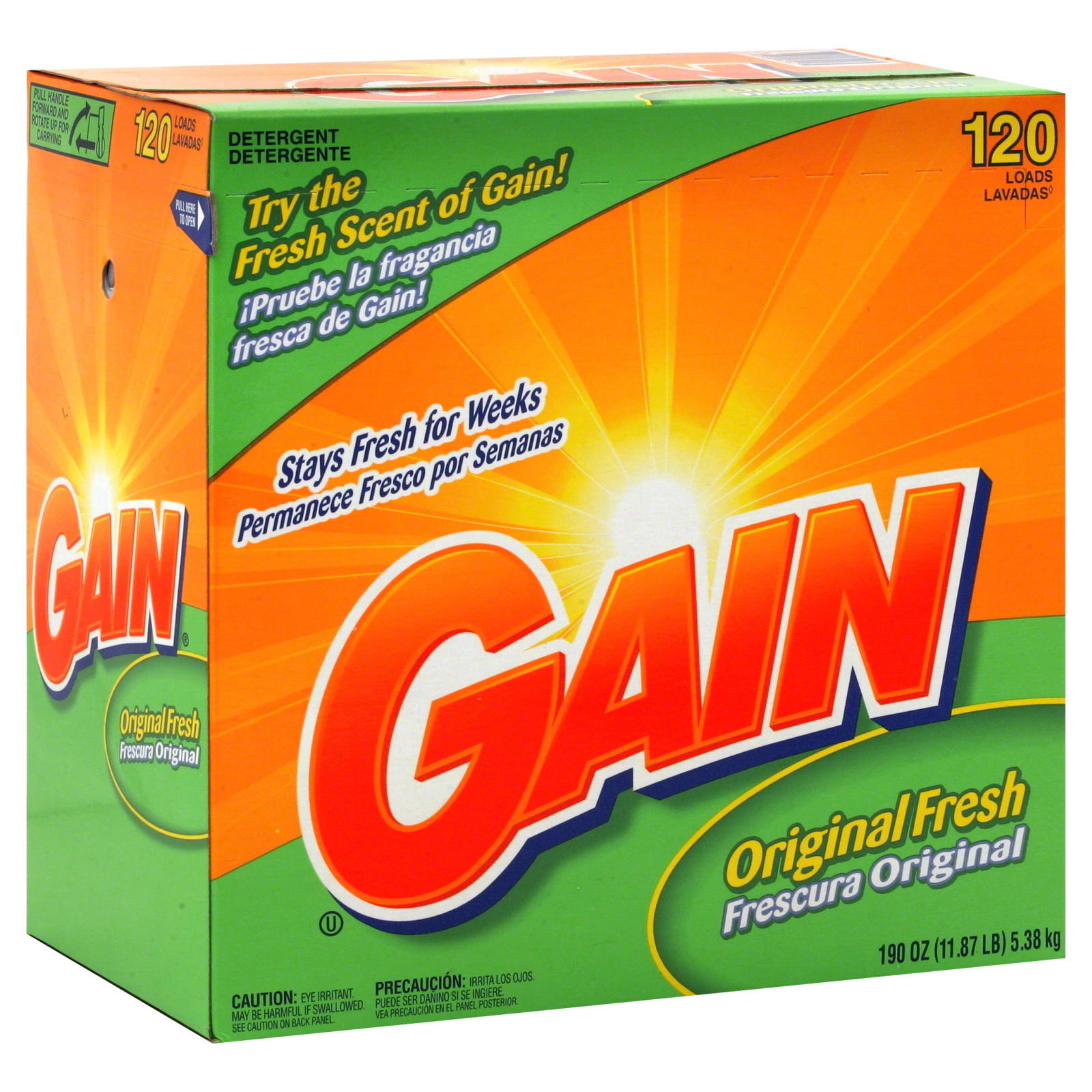 Gain Detergent, Original Fresh, 190 oz (11.87 lb) 5.38 kg