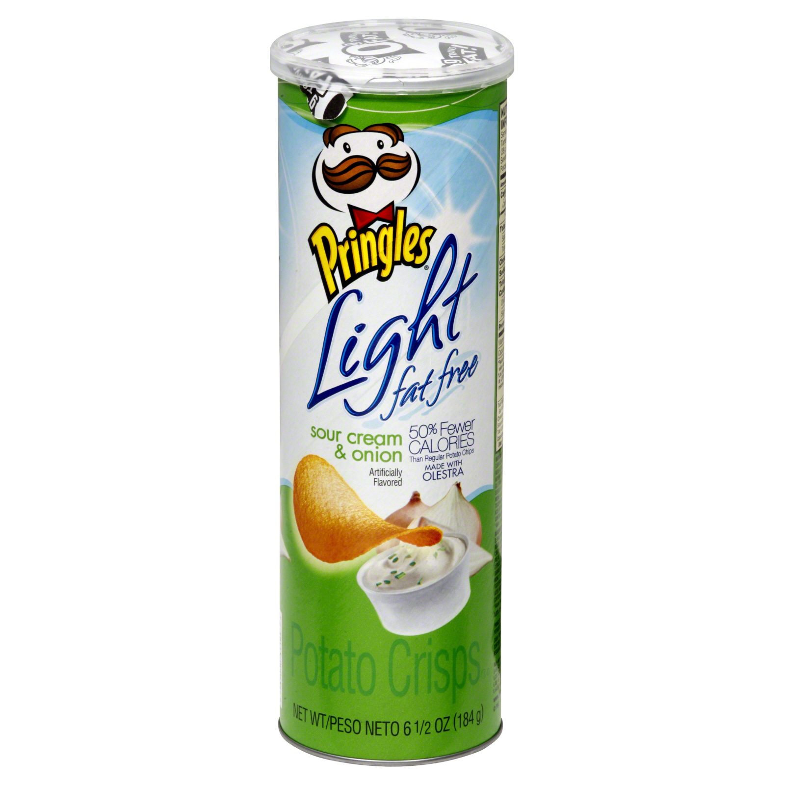 Pringles Light Potato Crisps, Fat Free, Sour Cream & Onion, 6.5 oz (184 g)