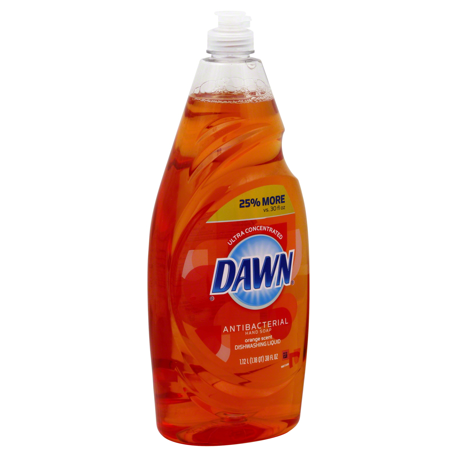 Dawn Dishwashing Liquid/Antibacterial Hand Soap, Ultra Concentrated, Orange Scent, 38 fl oz (1.18 qt) 1.12 lt