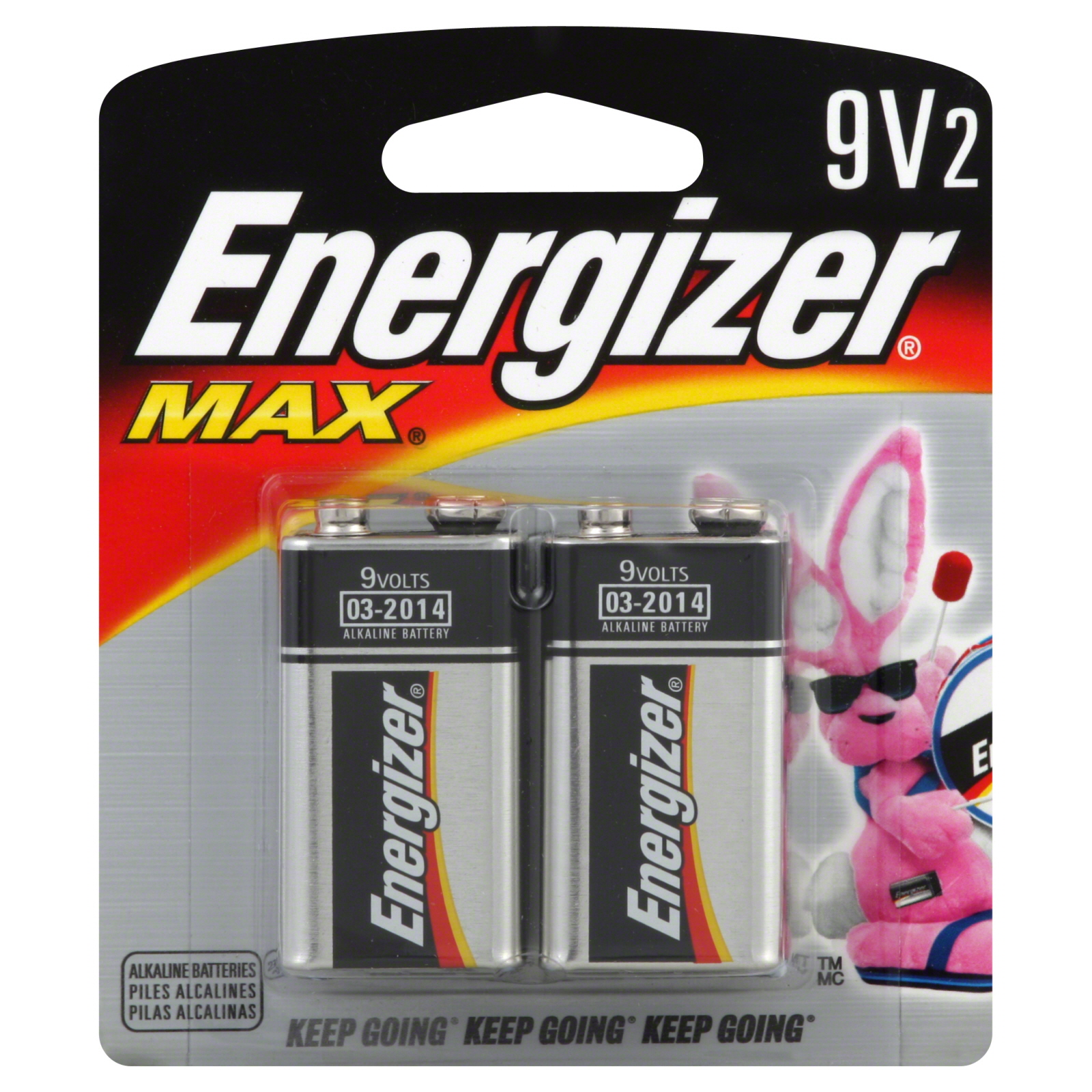 Energizer 7002611 9V Alkaline Batteries, 2pk