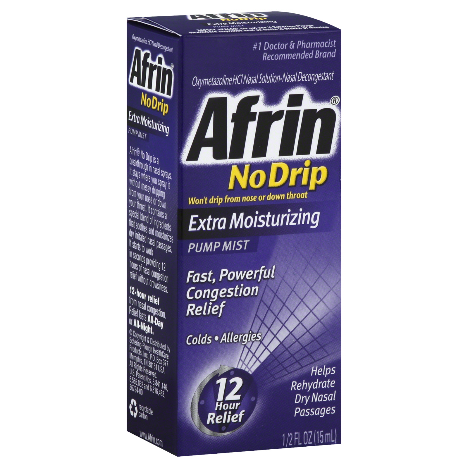 Afrin No Drip, Pump Mist, Extra Moisturizing, .5 oz
