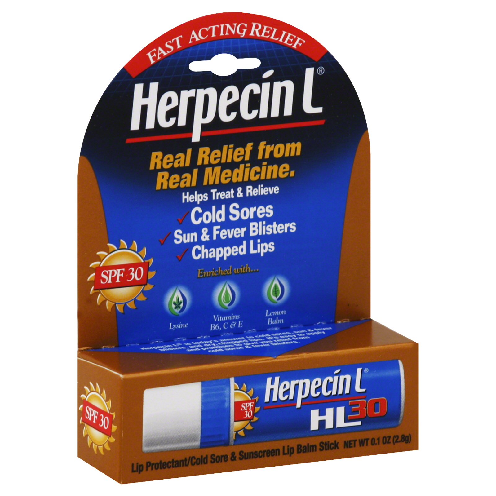Herpecin L HL30 Cold Sore Lip Balm Stick, 0.1 oz (2.8 g)