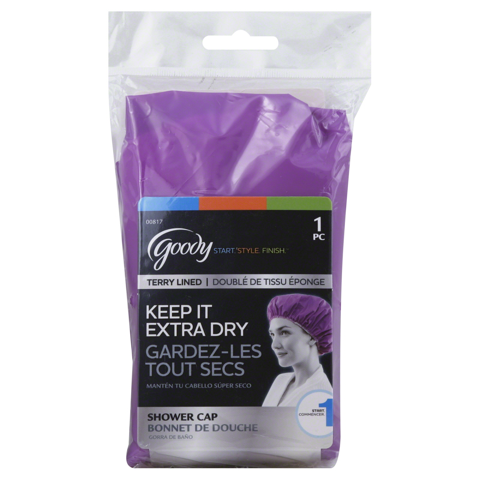Goody Styling Essentials Terry Lined Shower Cap, 1 Ct