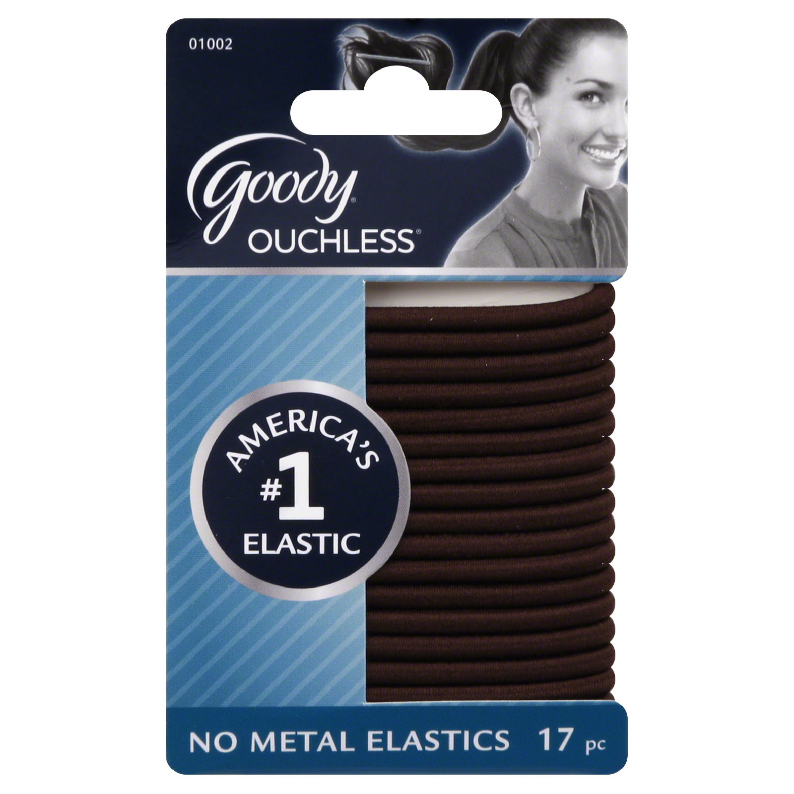 Goody Ouchless 4MM Elastics, Brown,17 CT Goody Ouchless 4MM Elastics, Brown,17 CT